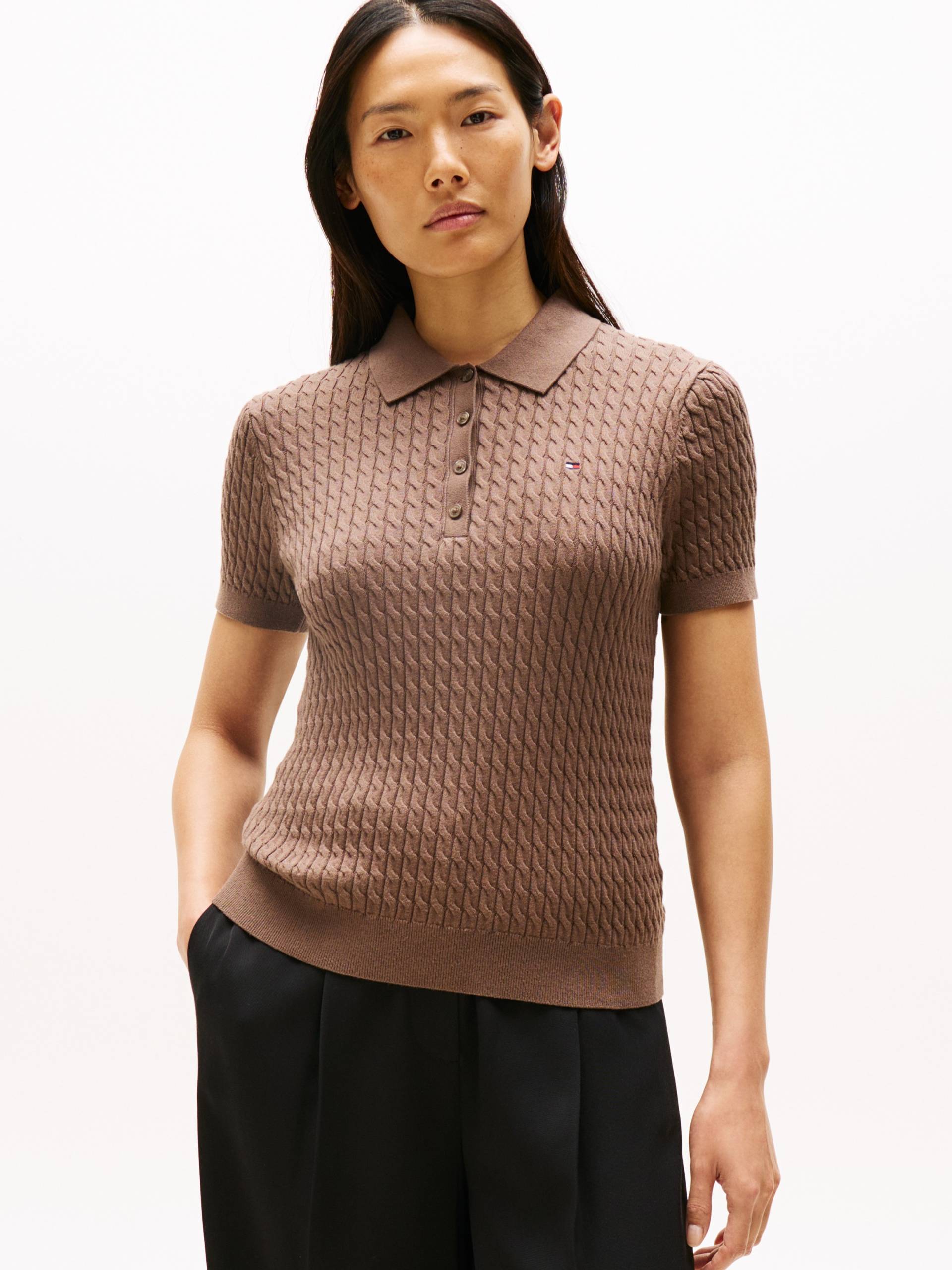 Tommy Hilfiger Poloshirt »CO CABLE POLO-NK SS SWEATER«, mit Zopfmuster von TOMMY HILFIGER