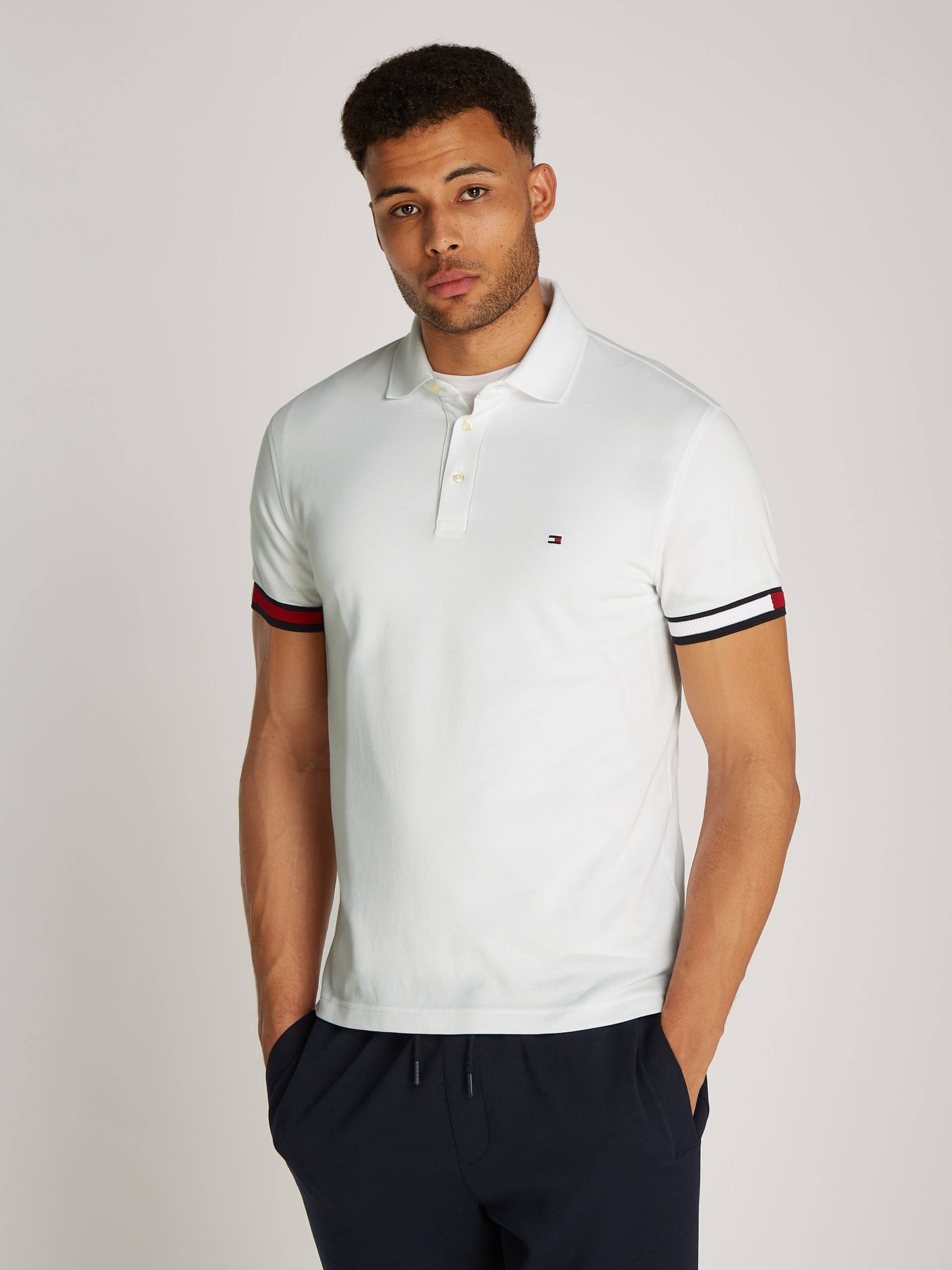 Tommy Hilfiger Poloshirt »FLAG CUFF SLIM POLO«, mit Kontrast-Details von TOMMY HILFIGER