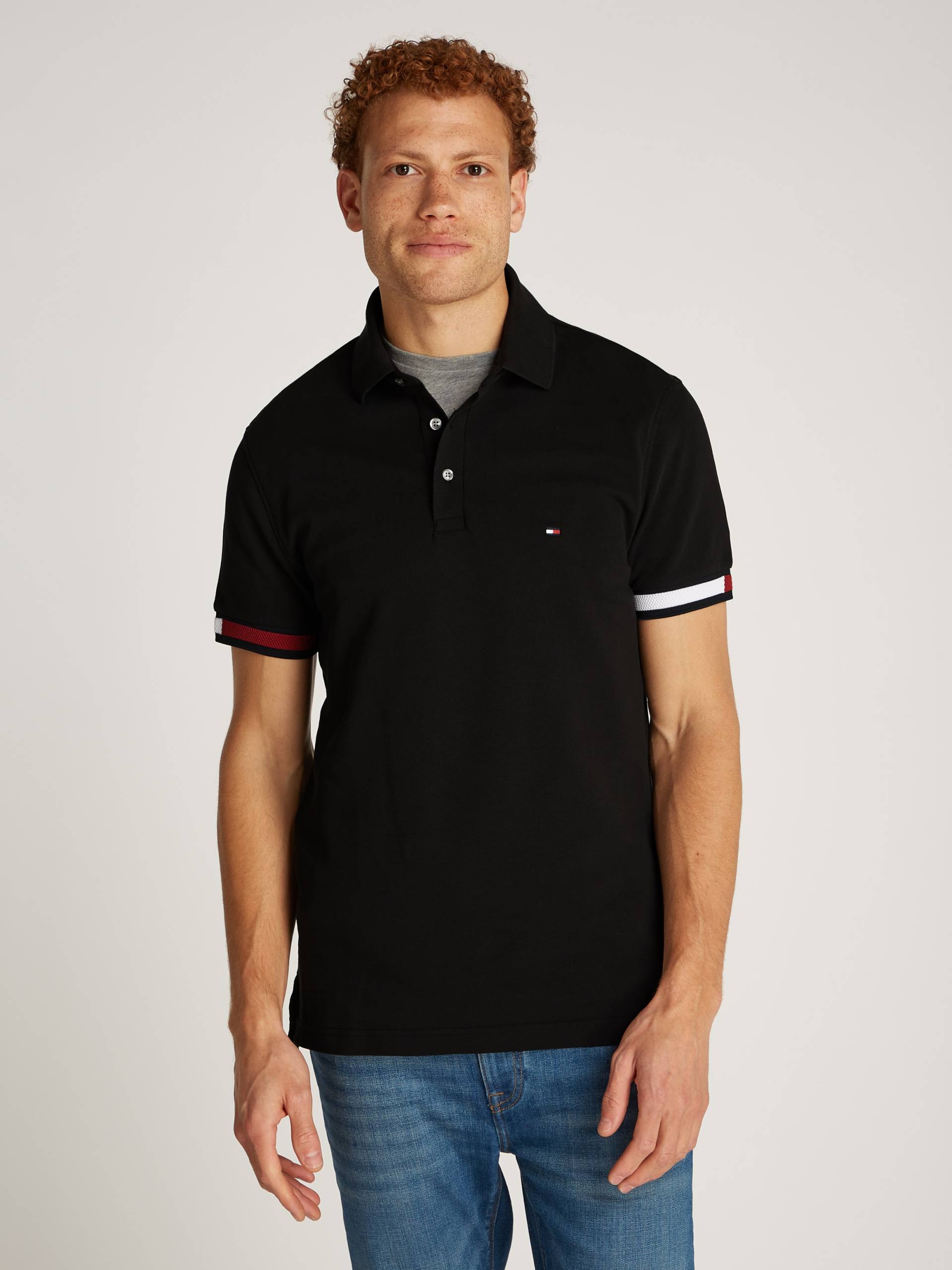 Tommy Hilfiger Poloshirt »FLAG CUFF SLIM POLO«, mit Kontrast-Details Tommy Hilfiger Poloshirt »FLAG CUFF SLIM POLO«, mit Kontrast-Details von TOMMY HILFIGER