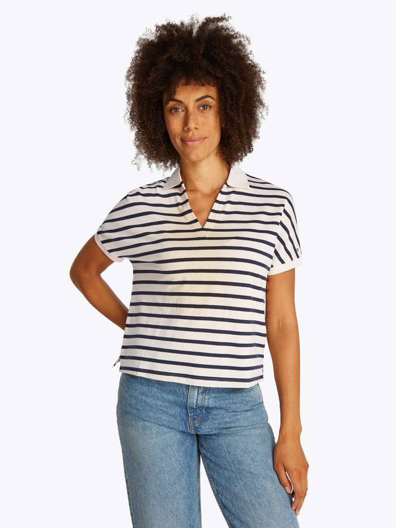 Tommy Hilfiger Poloshirt »LYOCELL OPEN-NK RELAXED POLO SS«, mit Streifenmuster, mit Seitenschlitzen von TOMMY HILFIGER