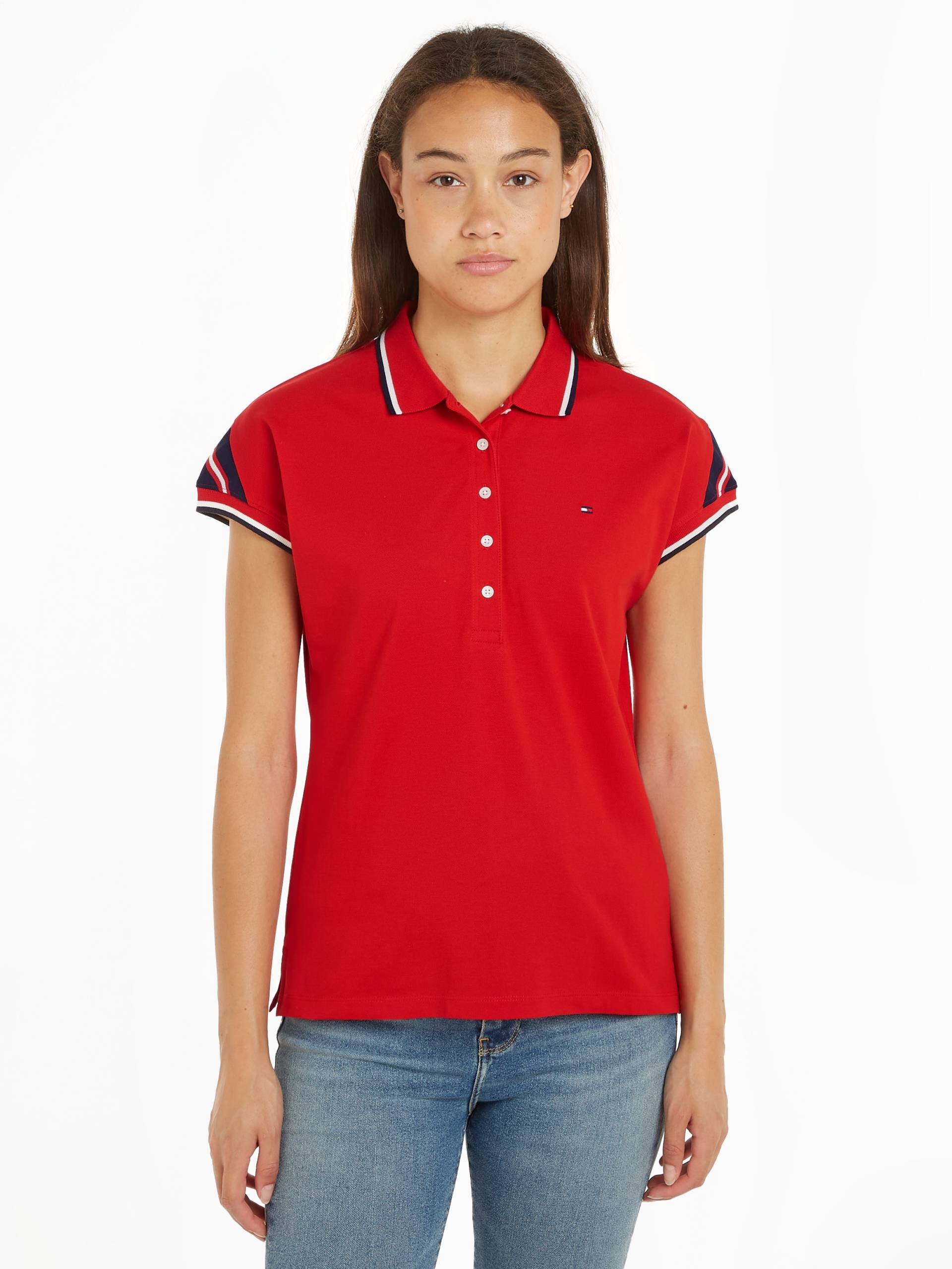 Tommy Hilfiger Poloshirt »REG STRIPE SLV POLO CAP SLEEVE« von TOMMY HILFIGER