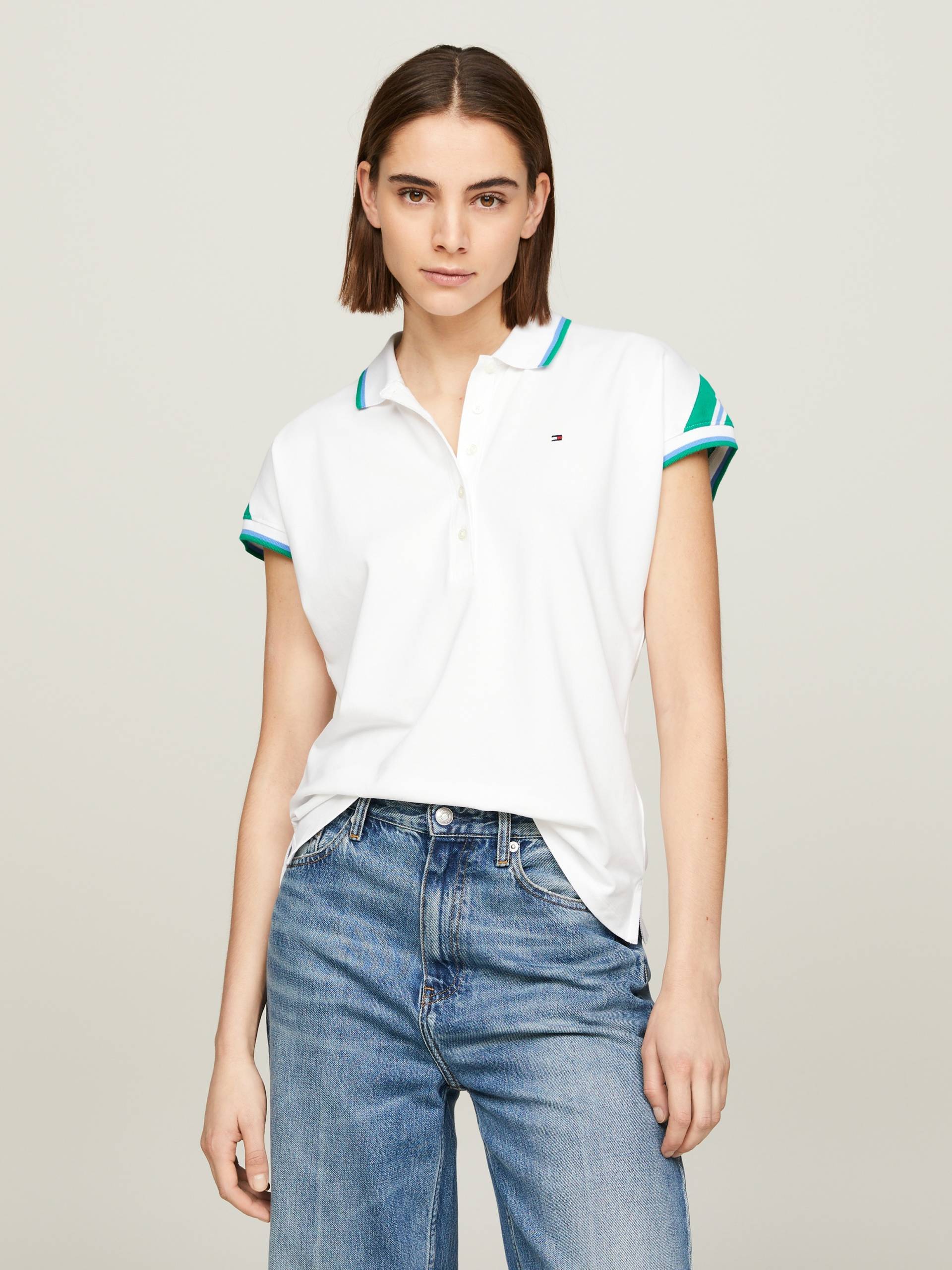 Tommy Hilfiger Poloshirt »REG STRIPE SLV POLO CAP SLEEVE« von TOMMY HILFIGER