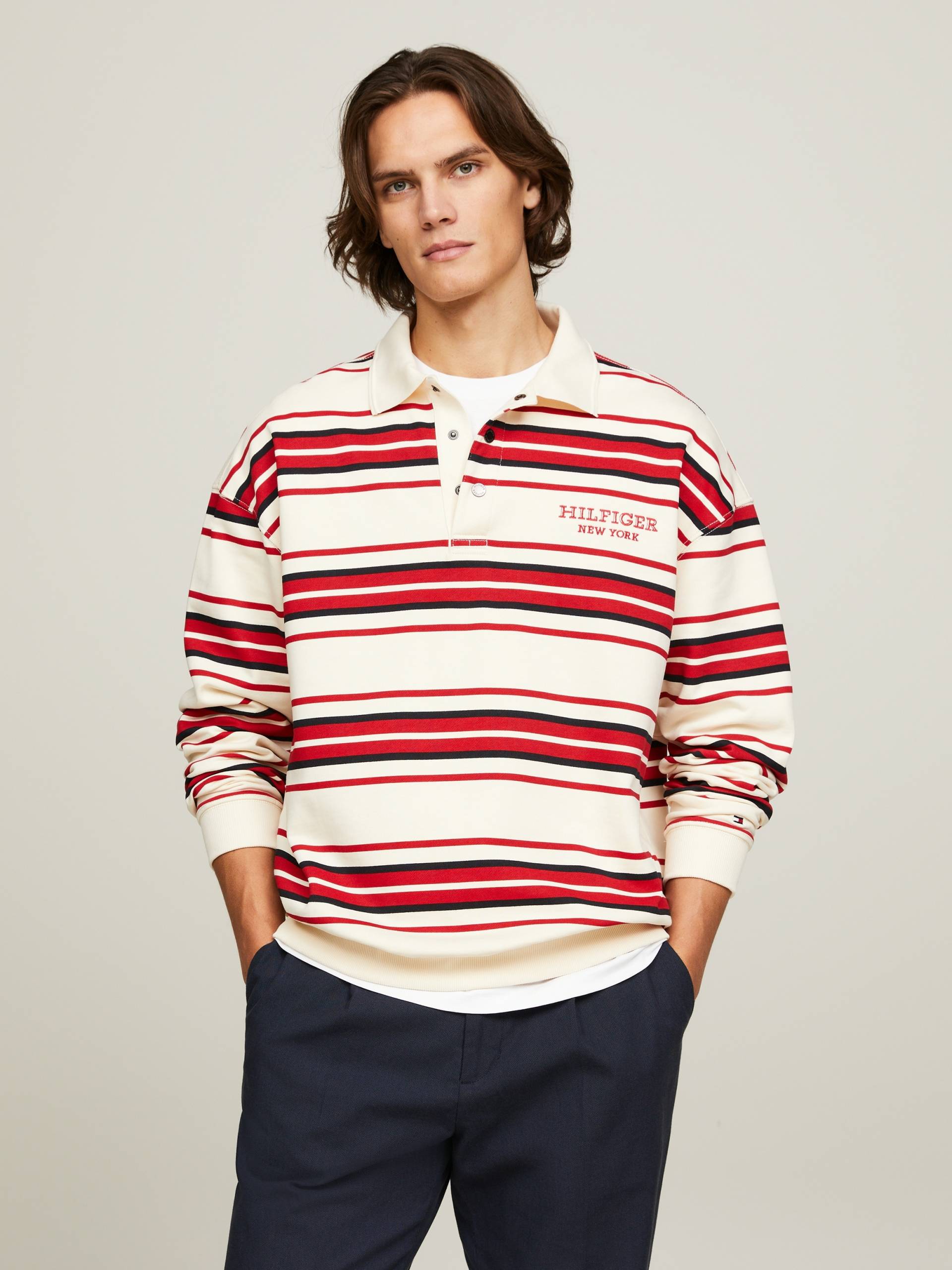 Tommy Hilfiger Rugbyshirt »MONOTYPE STRIPE RUGBY«, Markenstickerei von TOMMY HILFIGER