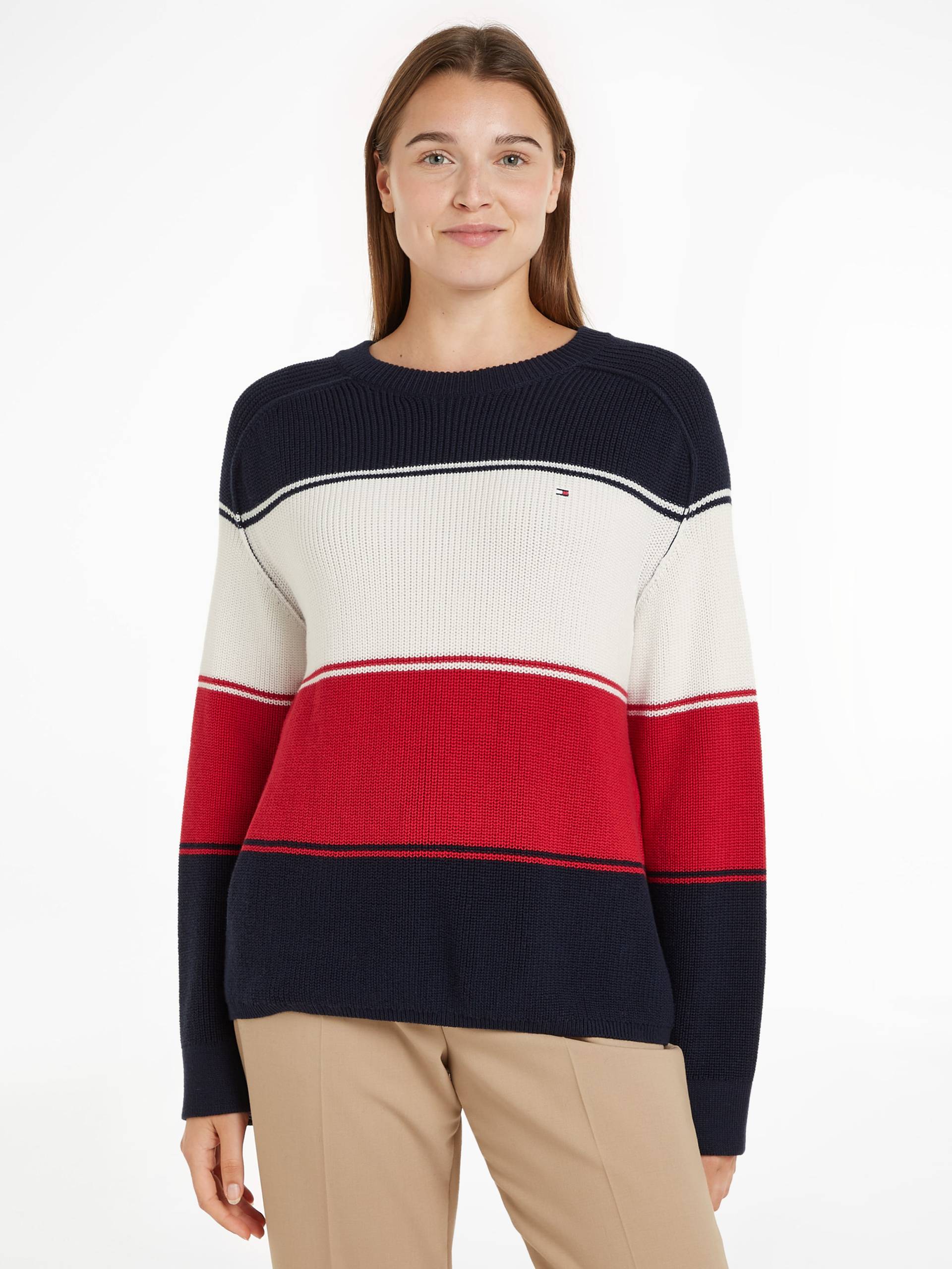 Tommy Hilfiger Rundhalspullover, (Global Serie TH WOMEN), mit Logostickerei von TOMMY HILFIGER