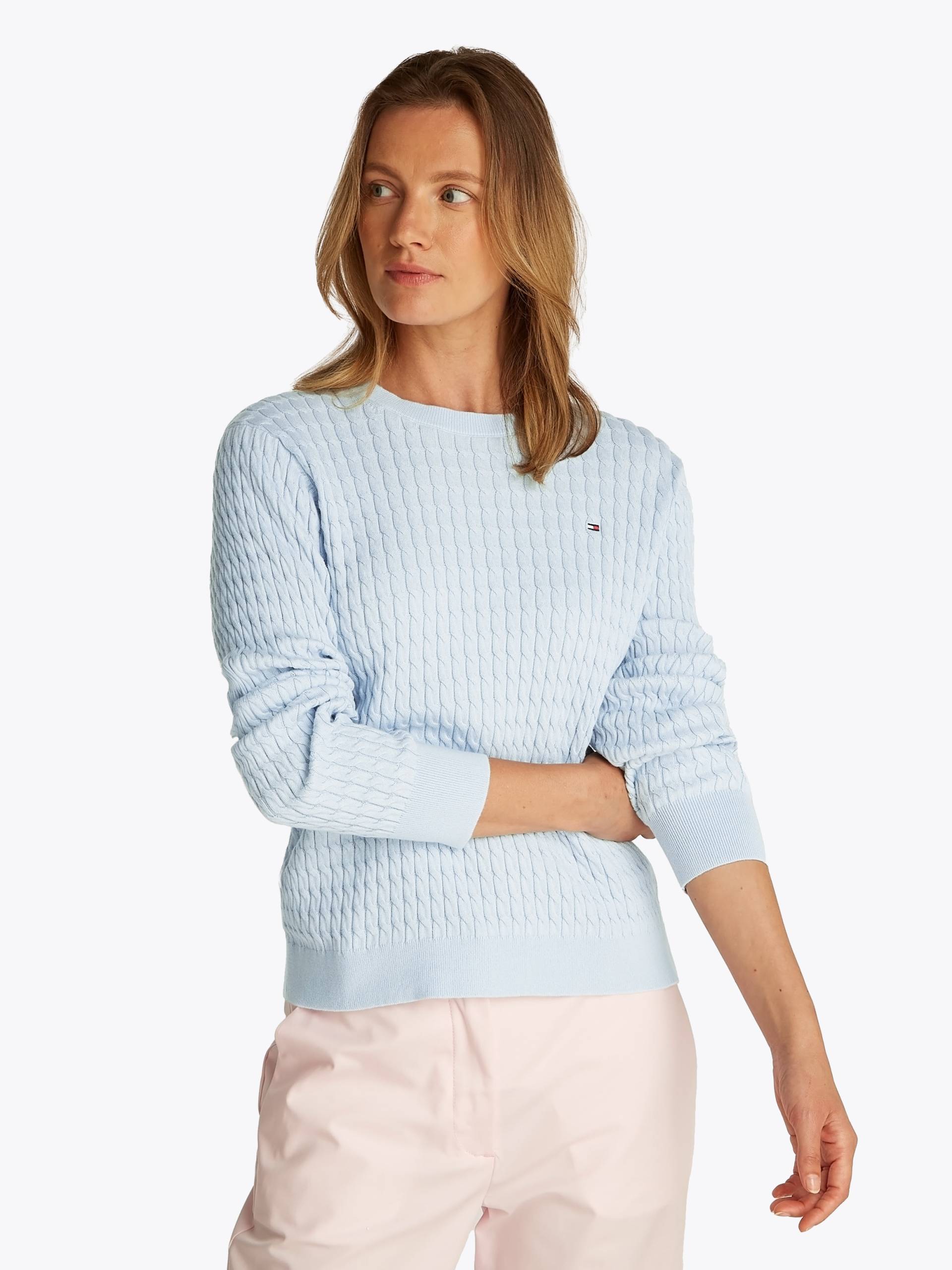 Tommy Hilfiger Rundhalspullover »CO CABLE C-NK LS SWEATER«, mit Zopfmuster von TOMMY HILFIGER