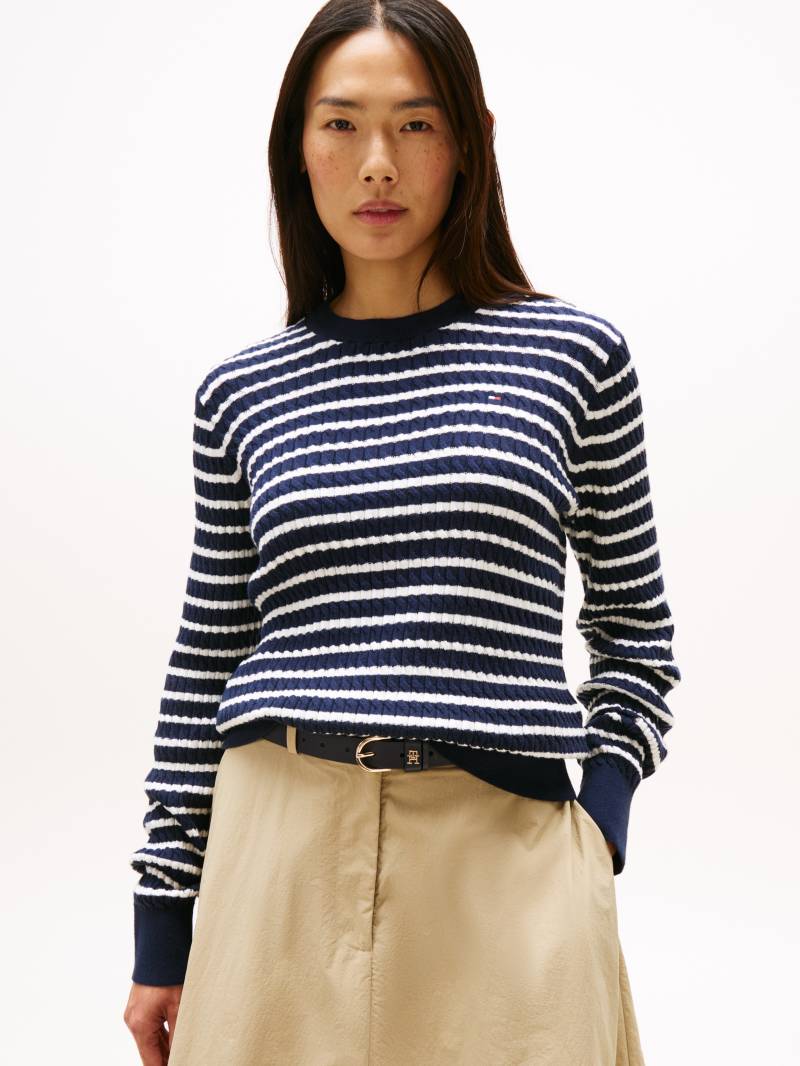 Tommy Hilfiger Rundhalspullover »CO CABLE C-NK LS SWEATER«, mit Zopfmuster von TOMMY HILFIGER