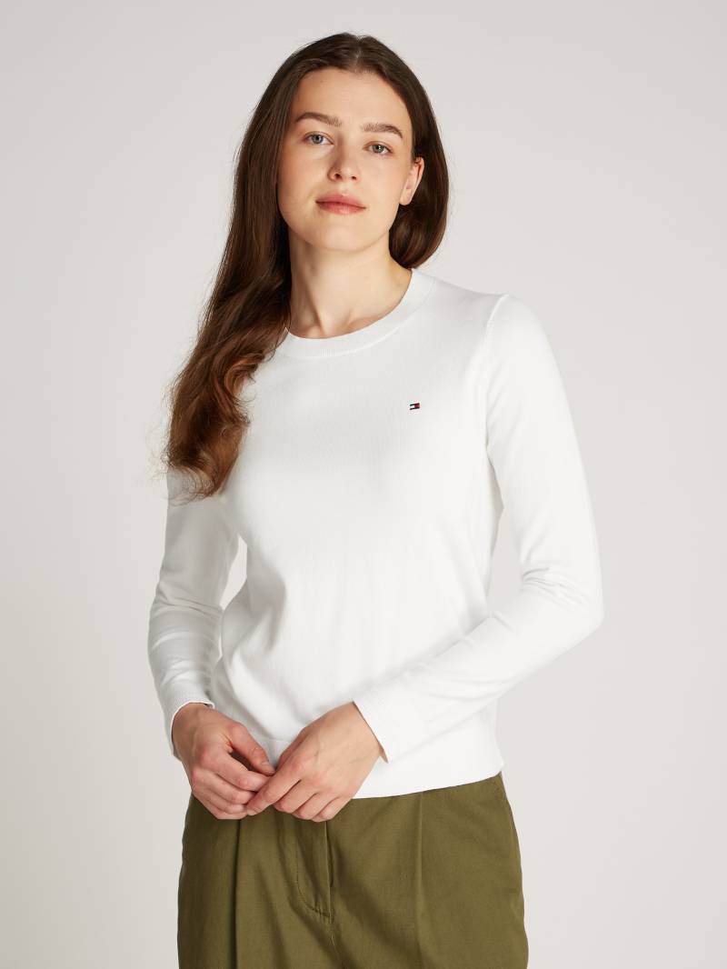 Tommy Hilfiger Rundhalspullover »CO JERSEY STITCH LS C-NK SWT«, mit Logostickerei von TOMMY HILFIGER