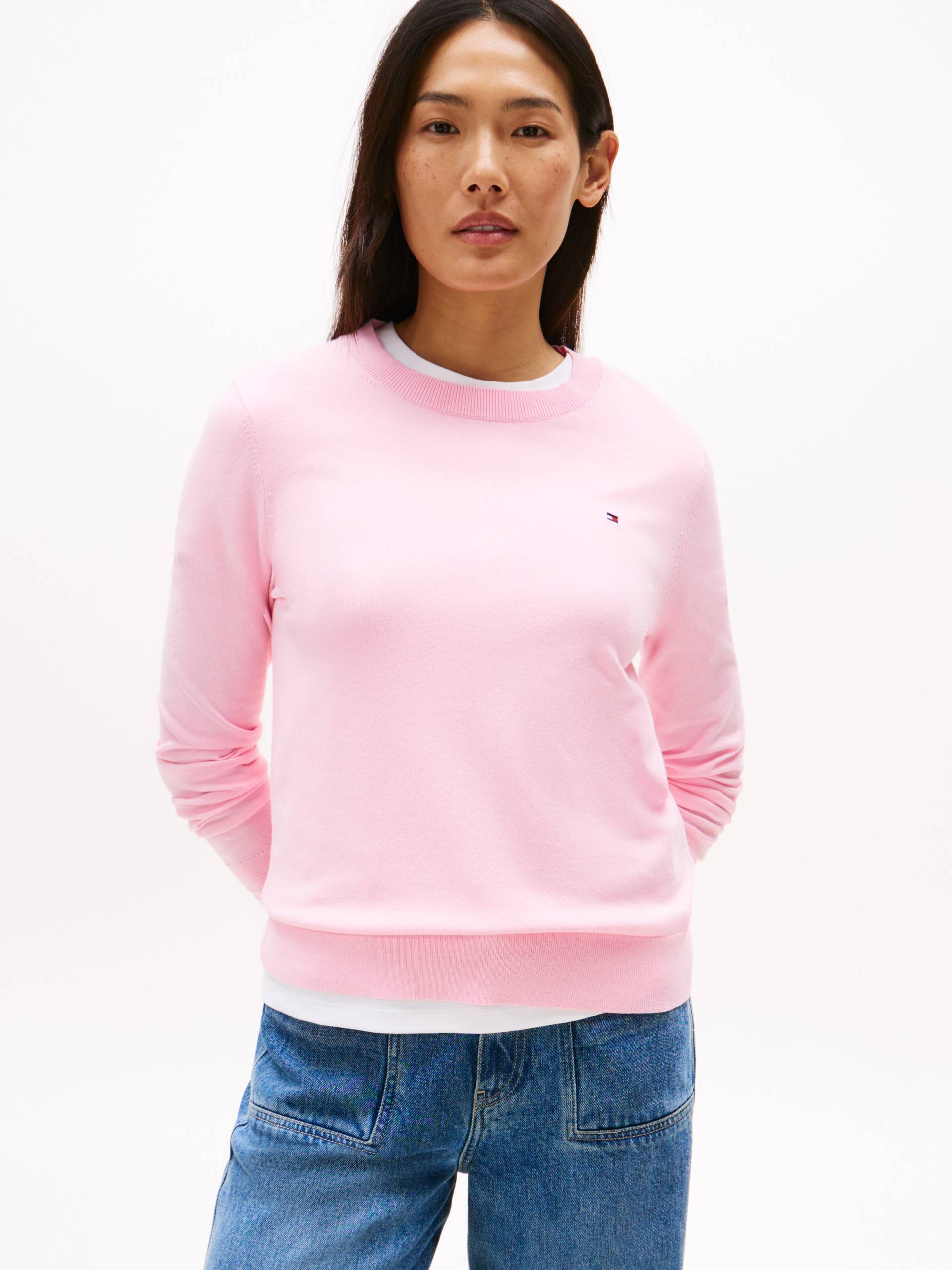 Tommy Hilfiger Rundhalspullover »CO JERSEY STITCH LS C-NK SWT«, mit Logostickerei Tommy Hilfiger Rundhalspullover »CO JERSEY STITCH LS C-NK SWT«, mit Logostickerei von TOMMY HILFIGER