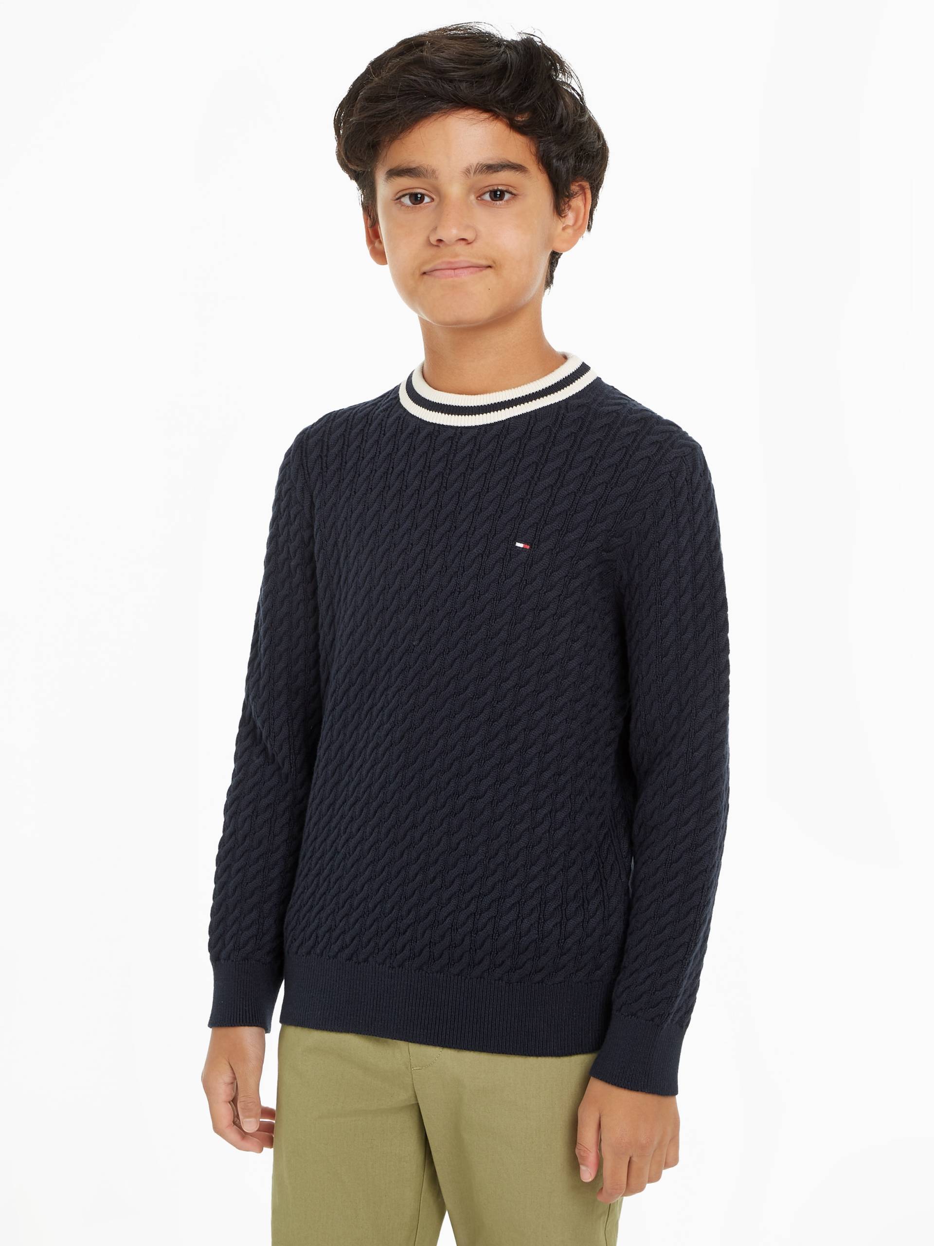 Tommy Hilfiger Rundhalspullover »RINGER CABLE SWEATER« von TOMMY HILFIGER