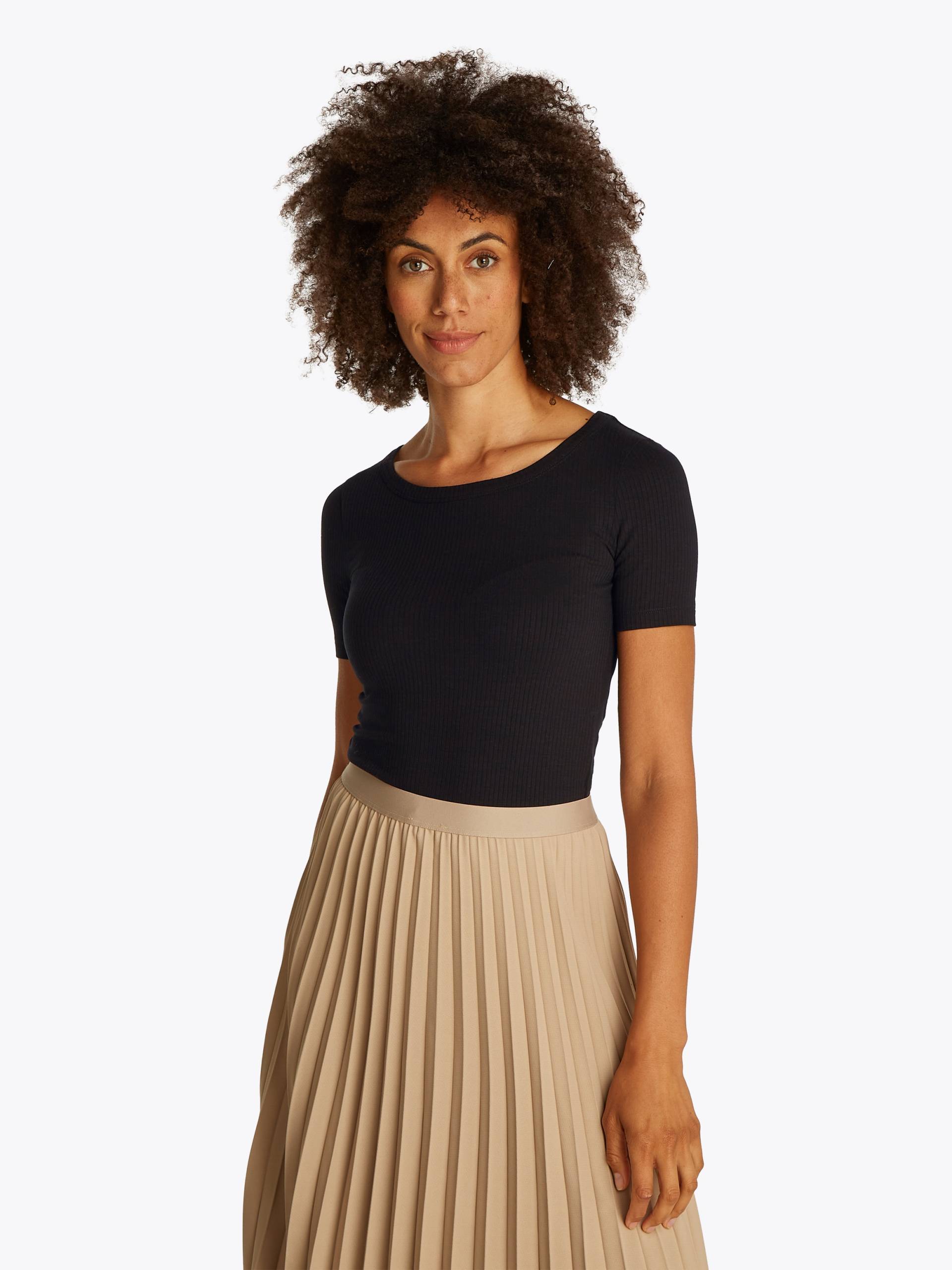 Tommy Hilfiger Rundhalsshirt »SLIM 5X2 RIB O-NK SS«, mit dezenter Tommy Hilfiger Logostickerei von TOMMY HILFIGER