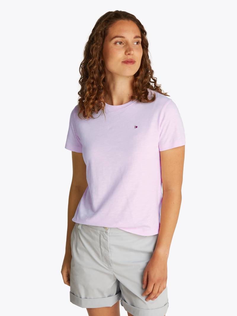 Tommy Hilfiger Rundhalsshirt »SLUB REG C-NK SS«, mit Flammgarn-Struktur, mit Logostickerei von TOMMY HILFIGER