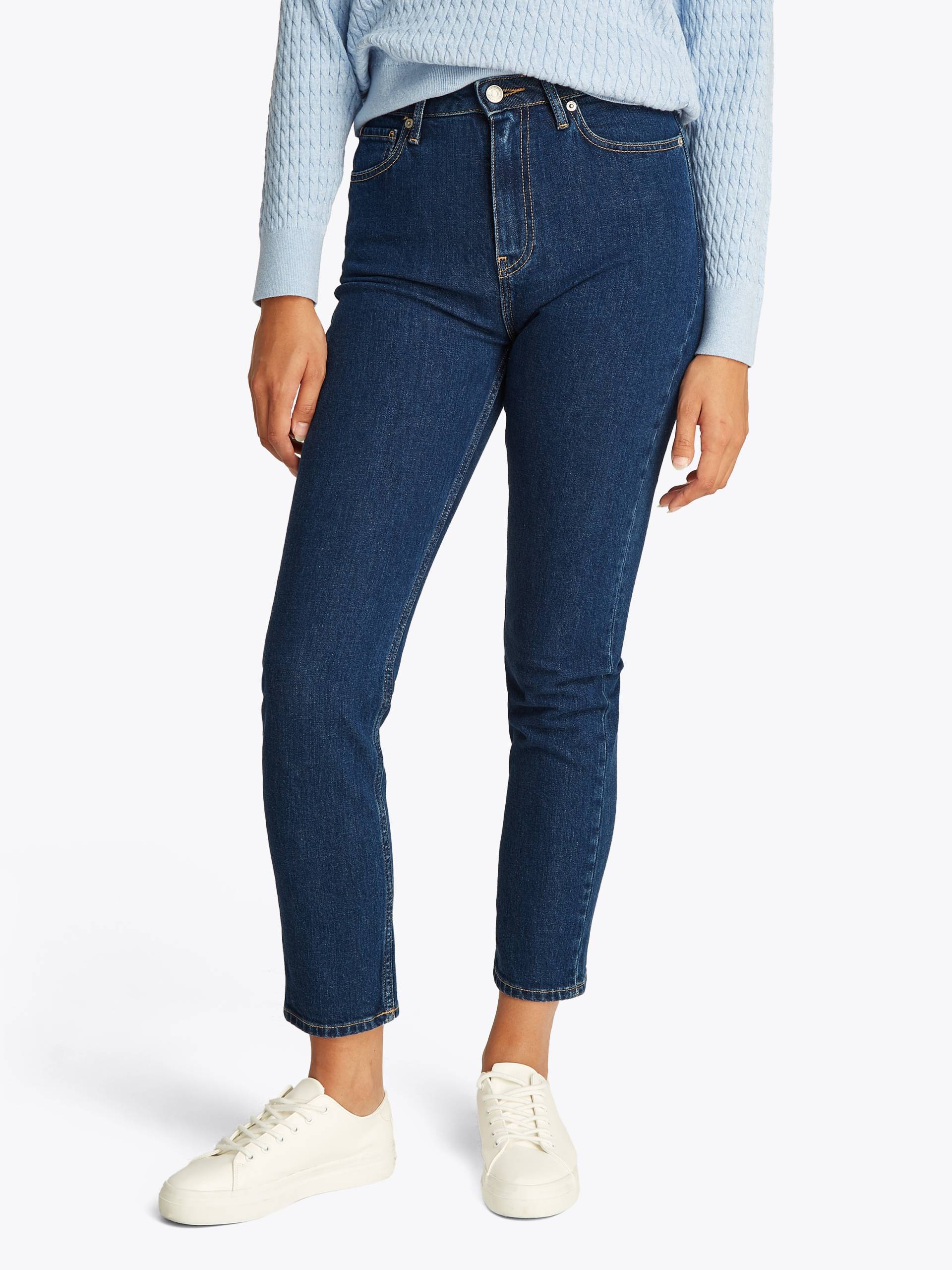 Tommy Hilfiger Slim-fit-Jeans »Slim Cigarette High Waist«, mit Logo-Badge, in blauer Waschung Tommy Hilfiger Slim-fit-Jeans »Slim Cigarette High Waist«, mit Logo-Badge, in blauer Waschung von TOMMY HILFIGER