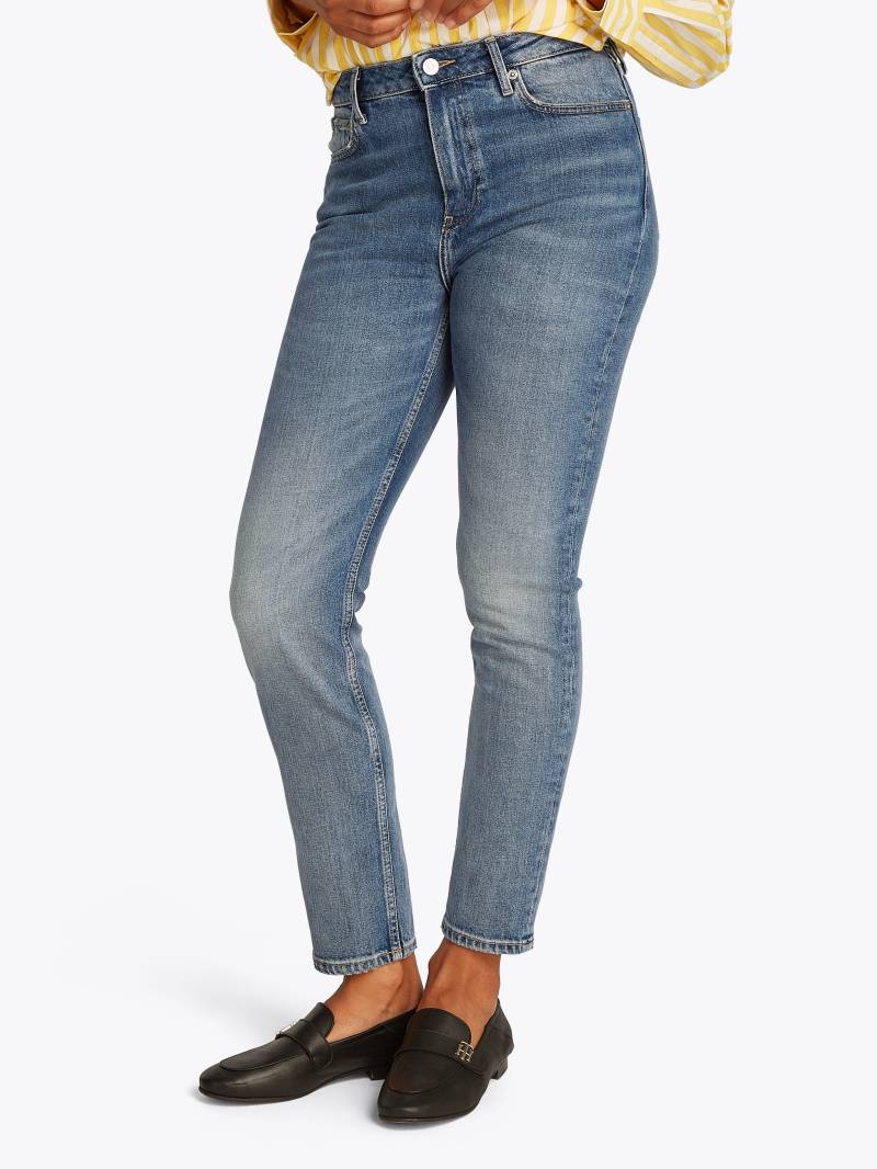 Tommy Hilfiger Slim-fit-Jeans »Slim Cigarette High Waist«, mit Logo-Badge, in blauer Waschung von TOMMY HILFIGER