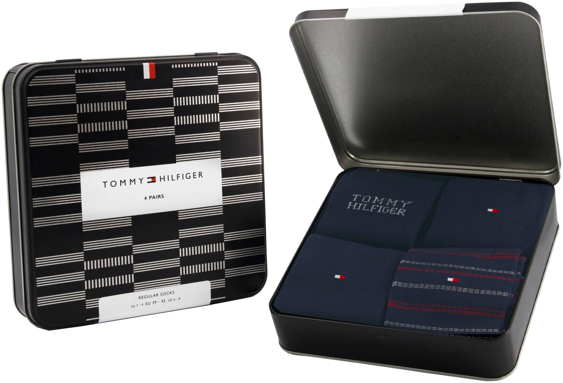 Tommy Hilfiger Socken, (4 Paar), Ideal zum Verschenken, Logoprägung, Geschenkbox von TOMMY HILFIGER