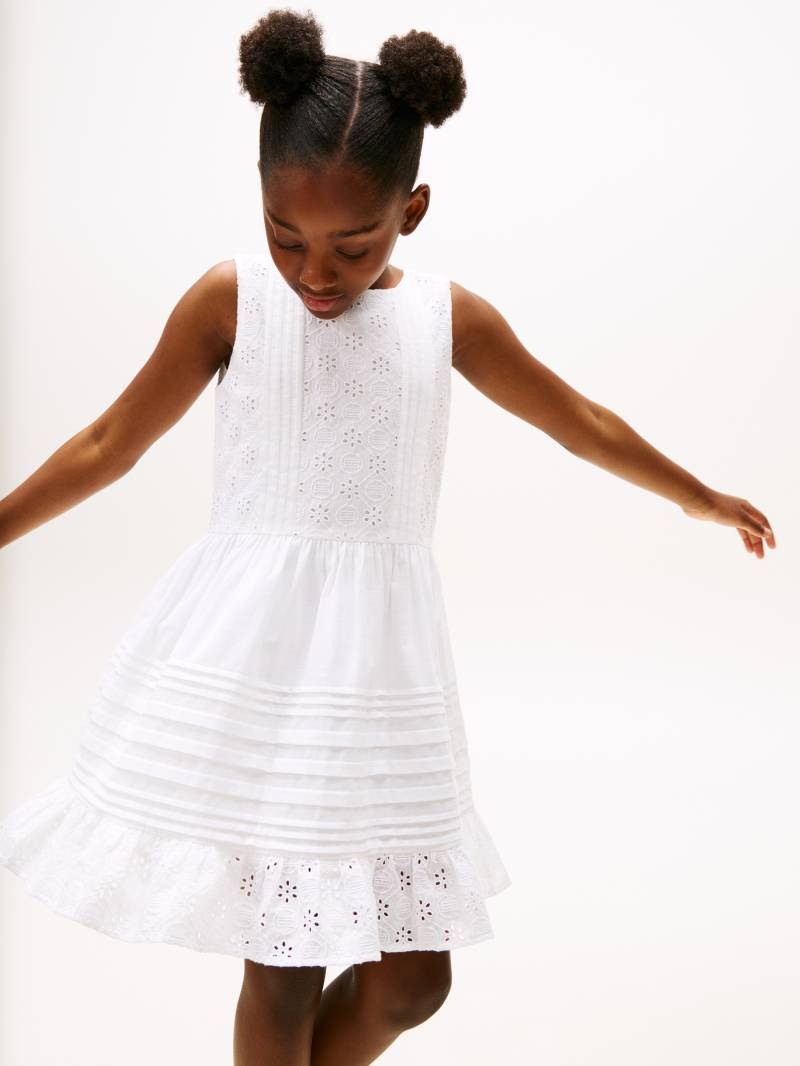 Tommy Hilfiger Sommerkleid »EMBROIDERED COTTON DRESS SLVLS«, mit zarter Lochstickerei, mit Biesen von TOMMY HILFIGER