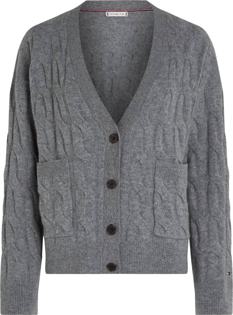 Tommy Hilfiger Strickjacke »SOFT WOOL CABLE CARDIGAN«, mit Zopfmuster, aus reiner Wolle von TOMMY HILFIGER