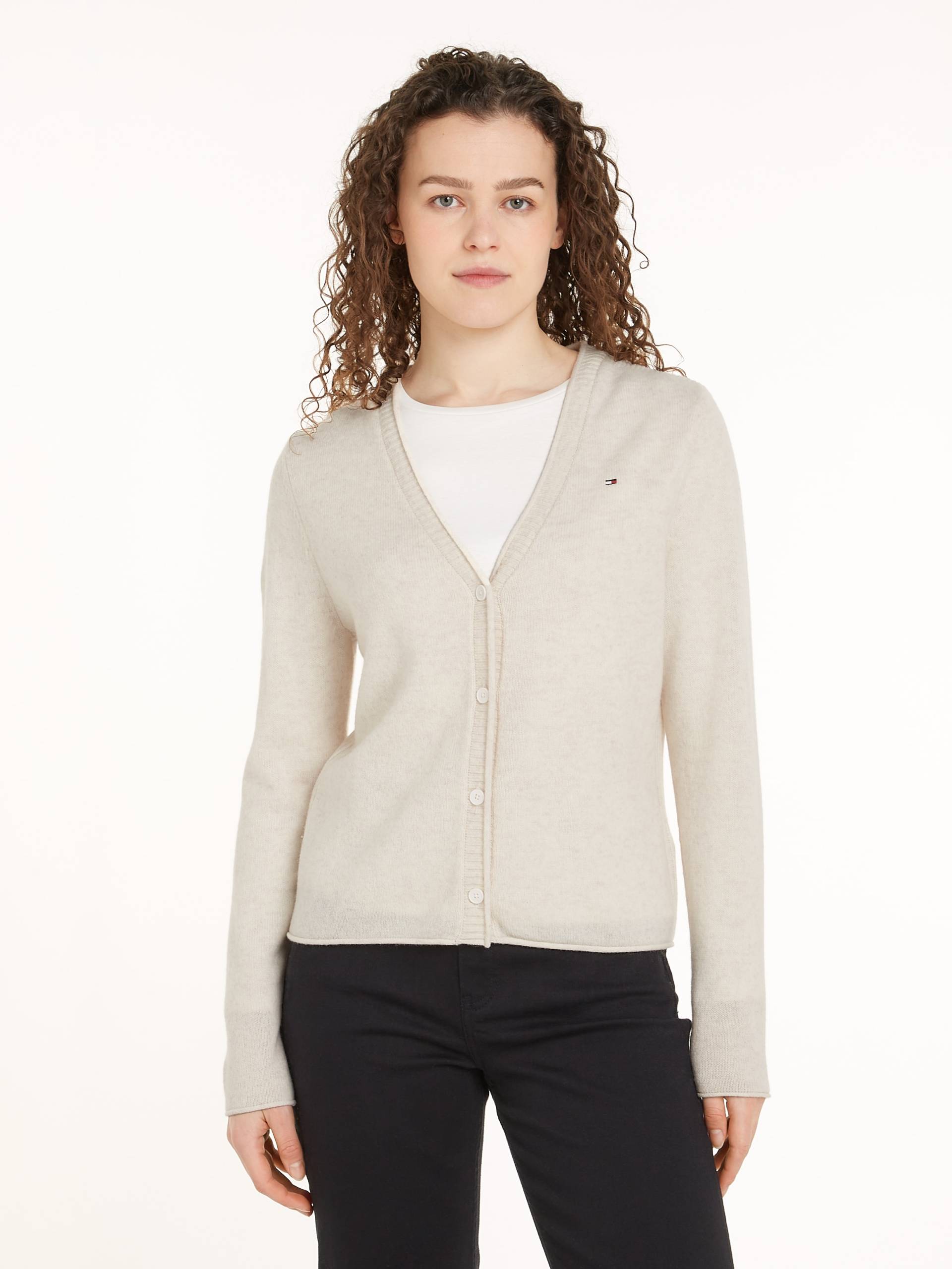 Tommy Hilfiger Strickjacke »SOFT WOOL V-NK CARDIGAN«, mit V-Ausschnitt, 100% Wolle von TOMMY HILFIGER
