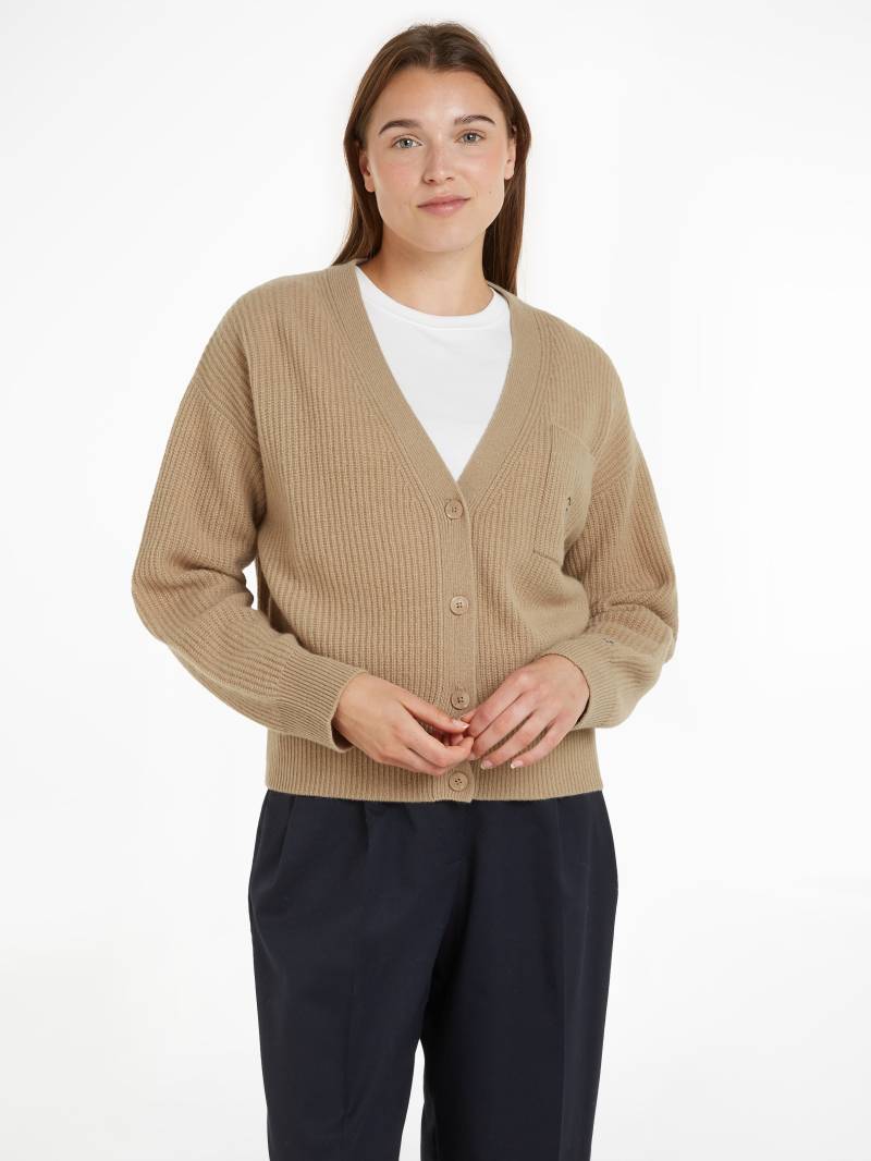 Tommy Hilfiger Strickjacke »TH SCRIPT SOFT WOOL V-NK CARDI«, mit Tommy Hilfiger Script Logo-Schriftzug von TOMMY HILFIGER