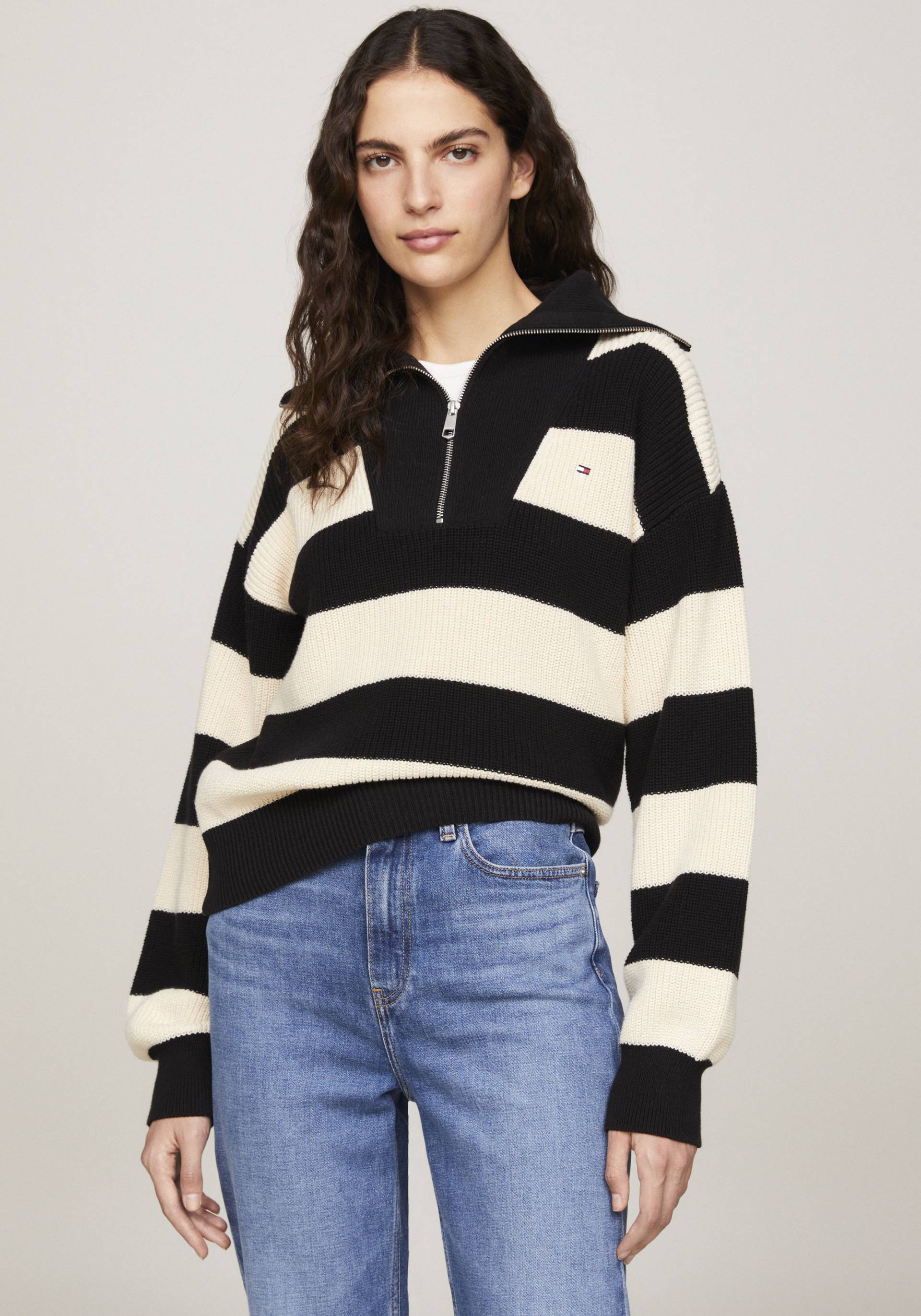 Tommy Hilfiger Strickpullover »CO CARDI STITCH 1/2 ZIP SWT« von TOMMY HILFIGER