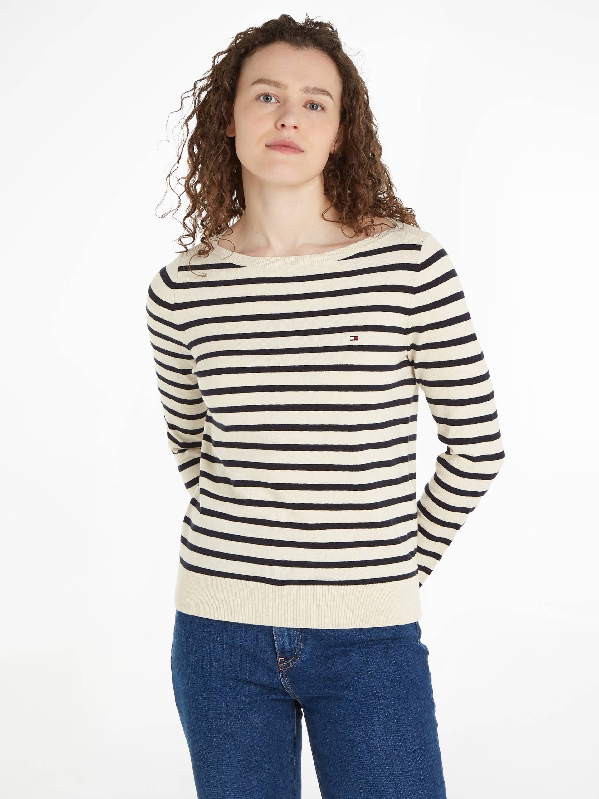 Tommy Hilfiger Strickpullover »CO JERSEY STITCH BOAT-NK SWEATER« von TOMMY HILFIGER