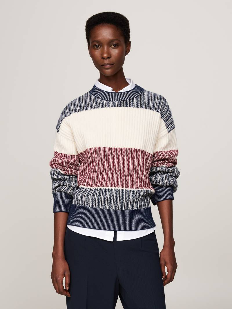 Tommy Hilfiger Strickpullover »GLOBAL STP ALL OVER SWEATER«, (Global Serie TH WOMEN), mit Tommy Hilfiger Global Stripe von TOMMY HILFIGER