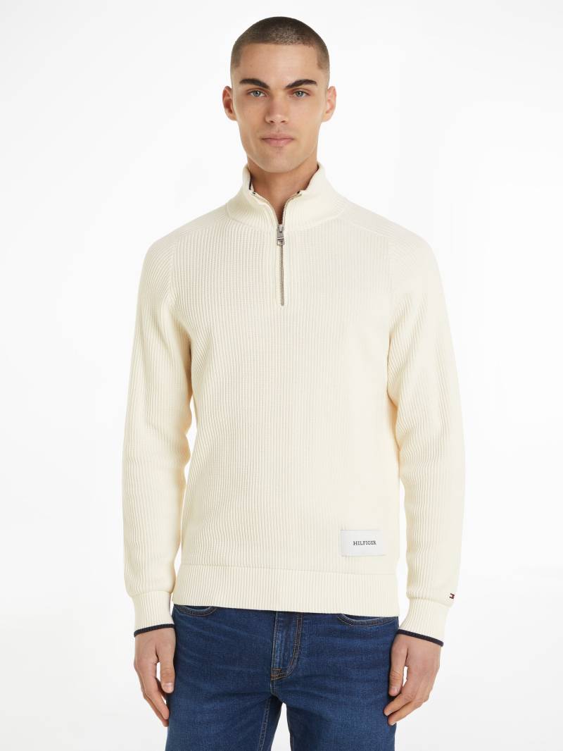 Tommy Hilfiger Strickpullover »TIPPED RIB STRUCTURE ZIP MOCK« von TOMMY HILFIGER