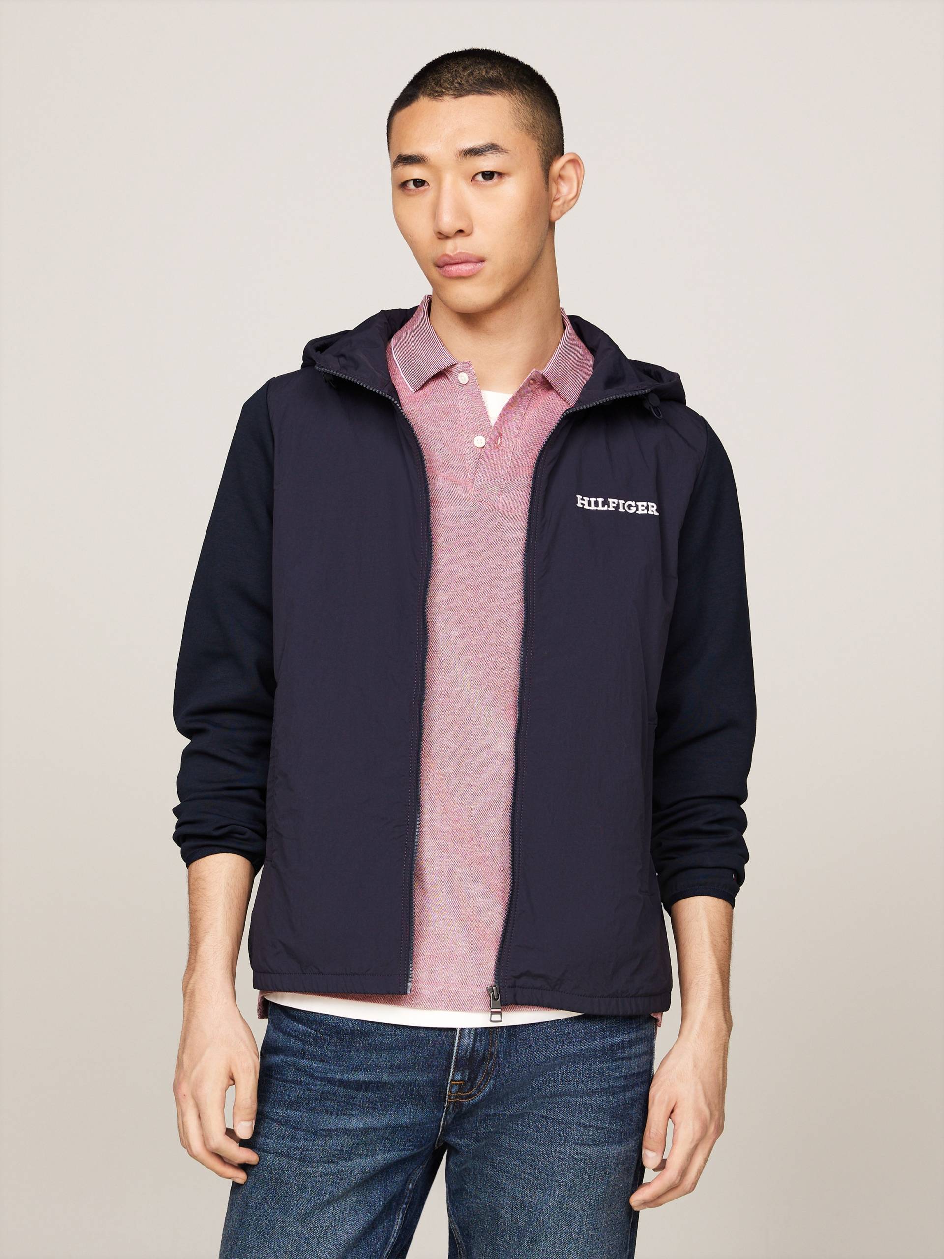 Tommy Hilfiger Sweatjacke »MONOTYPE MIX MEDIA HDD ZIP THRU«, mit Kapuze von TOMMY HILFIGER