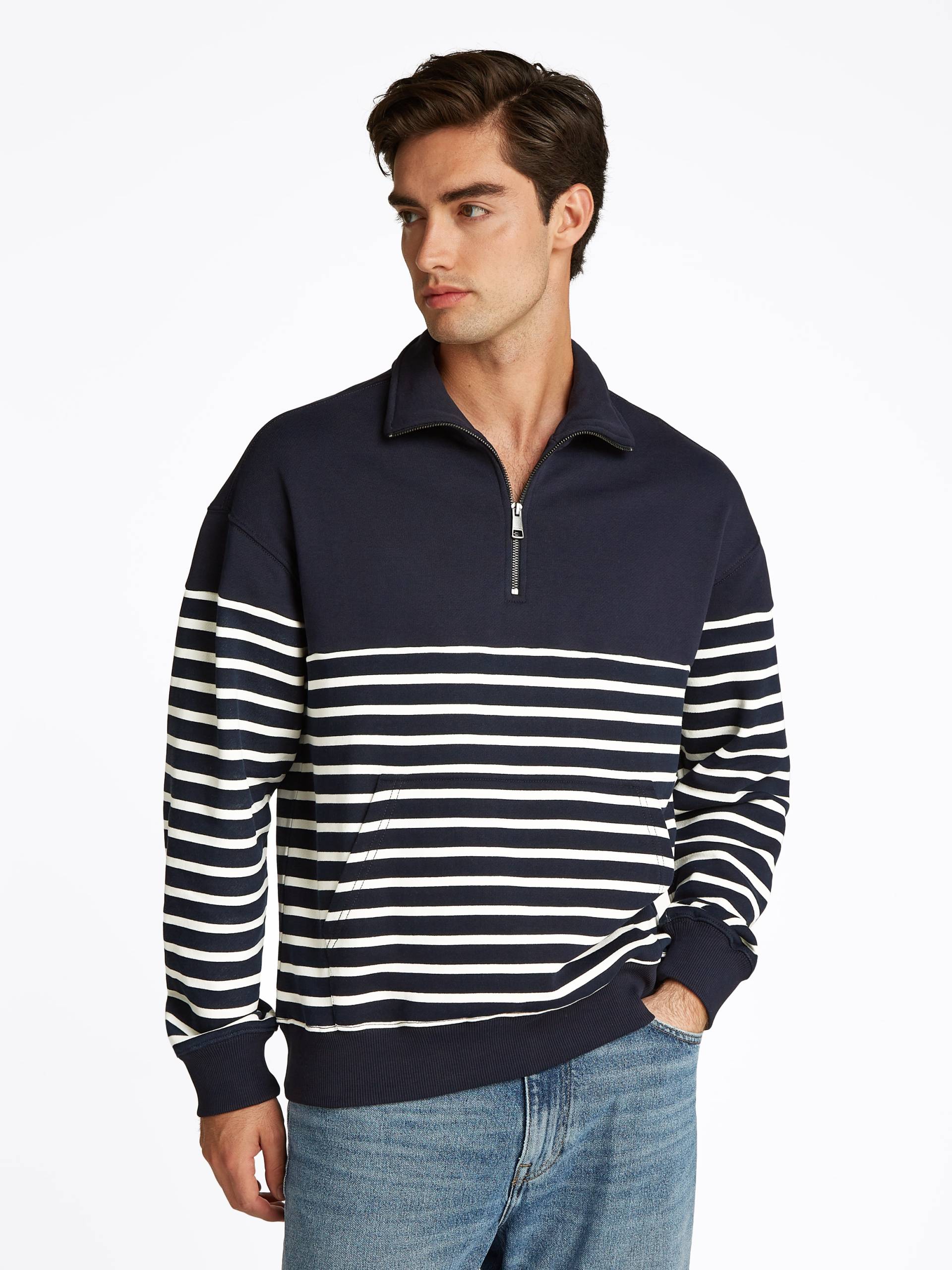 Tommy Hilfiger Sweatshirt »PLACED STRIPE 1/4 ZIP«, Mit Rundhalsausschnitt Tommy Hilfiger Sweatshirt »PLACED STRIPE 1/4 ZIP«, Mit Rundhalsausschnitt von TOMMY HILFIGER