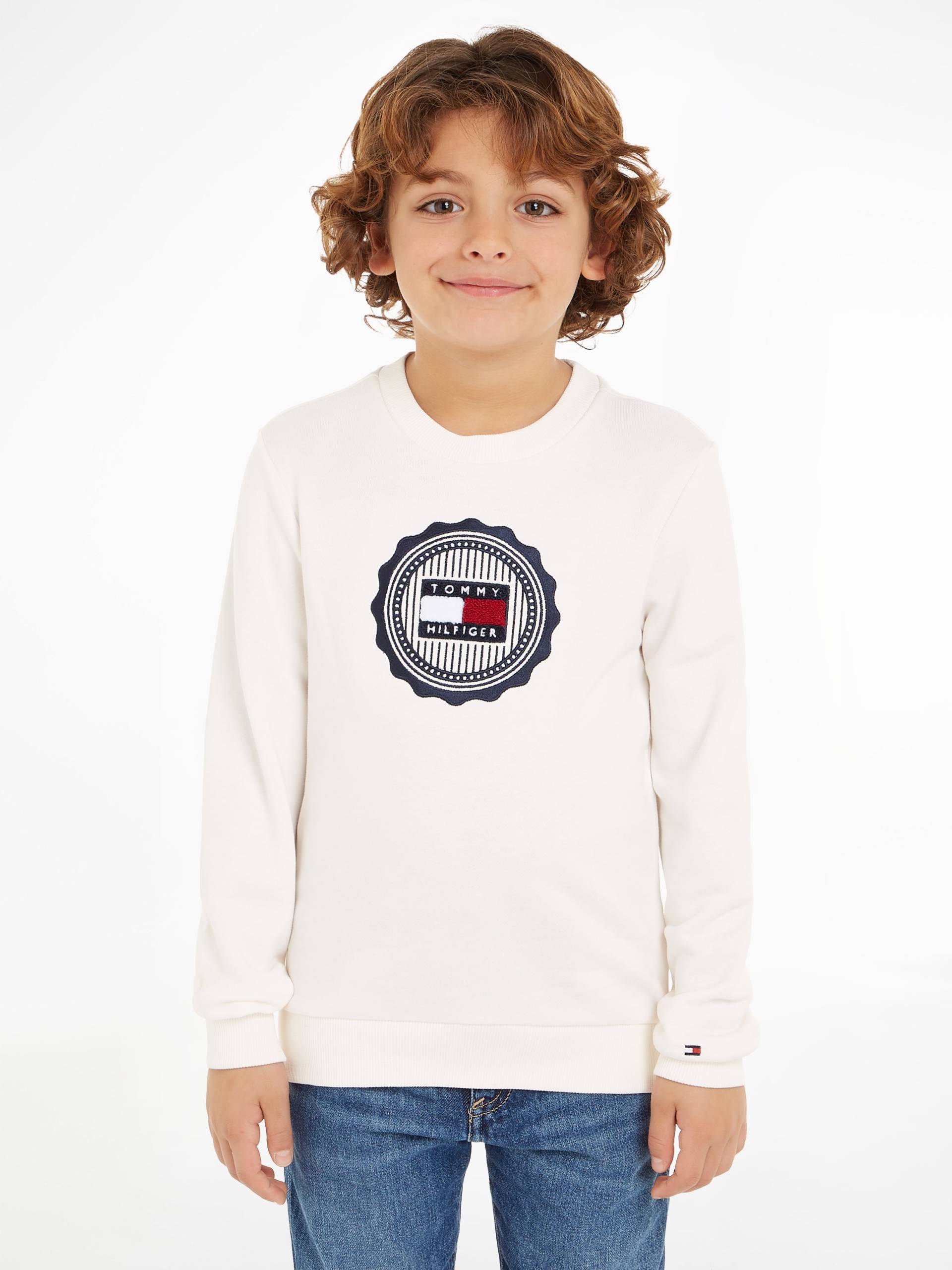Tommy Hilfiger Sweatshirt »STAMP EMBROIDERY REG SWEATSHIRT«, Kinder bis 16 Jahre mit Logopatch Tommy Hilfiger Sweatshirt »STAMP EMBROIDERY REG SWEATSHIRT«, Kinder bis 16 Jahre mit Logopatch von TOMMY HILFIGER