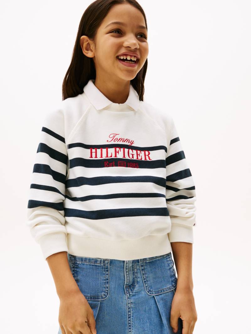 Tommy Hilfiger Sweatshirt »TOMMY SCRIPT CN SWEATSHIRT«, mit Logostickerei, mit Streifenmuster von TOMMY HILFIGER