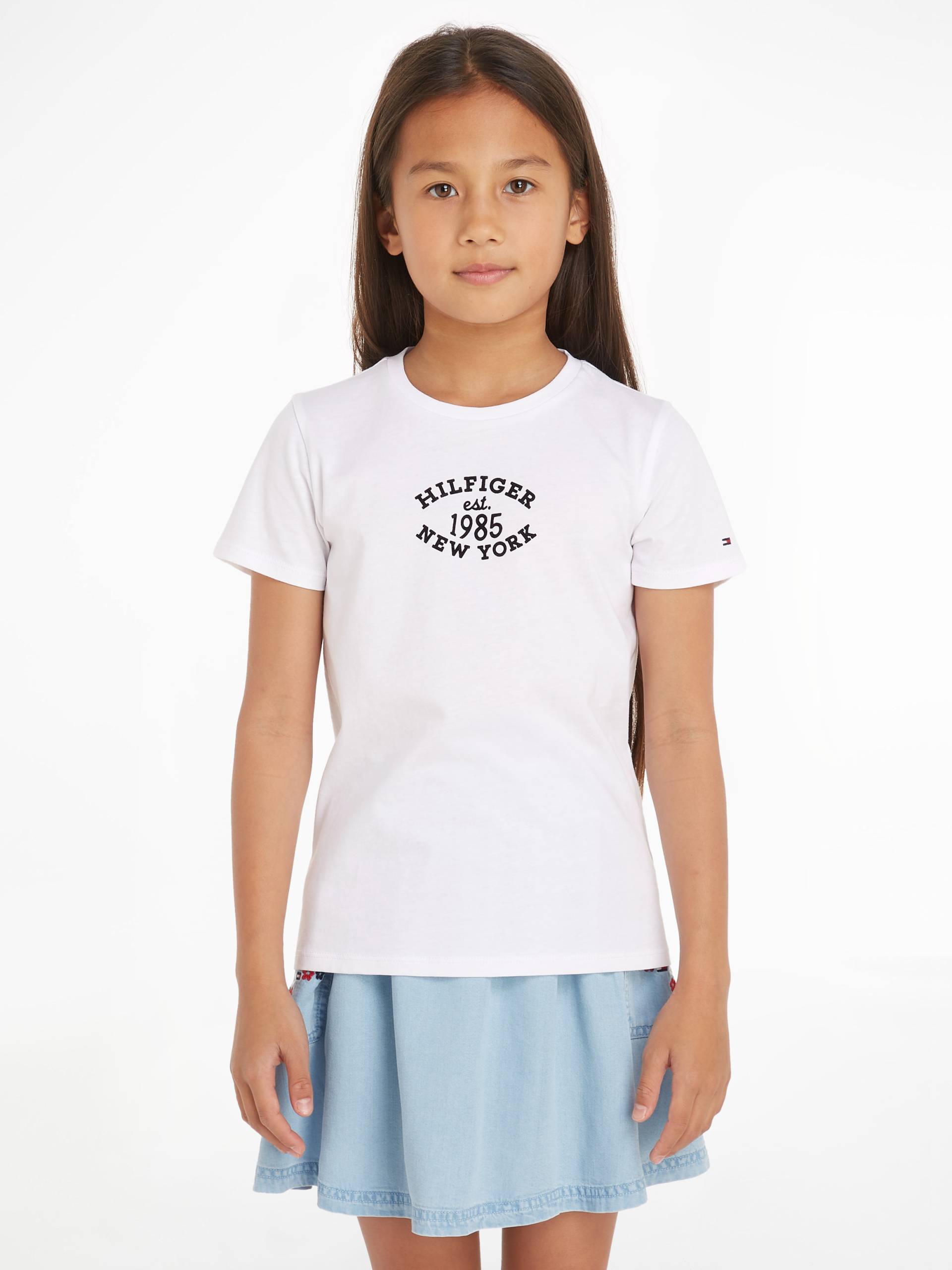 Tommy Hilfiger T-Shirt »MONOTYPE FLOCK«, Kinder bis 16 Jahre mit Logostickerei von TOMMY HILFIGER