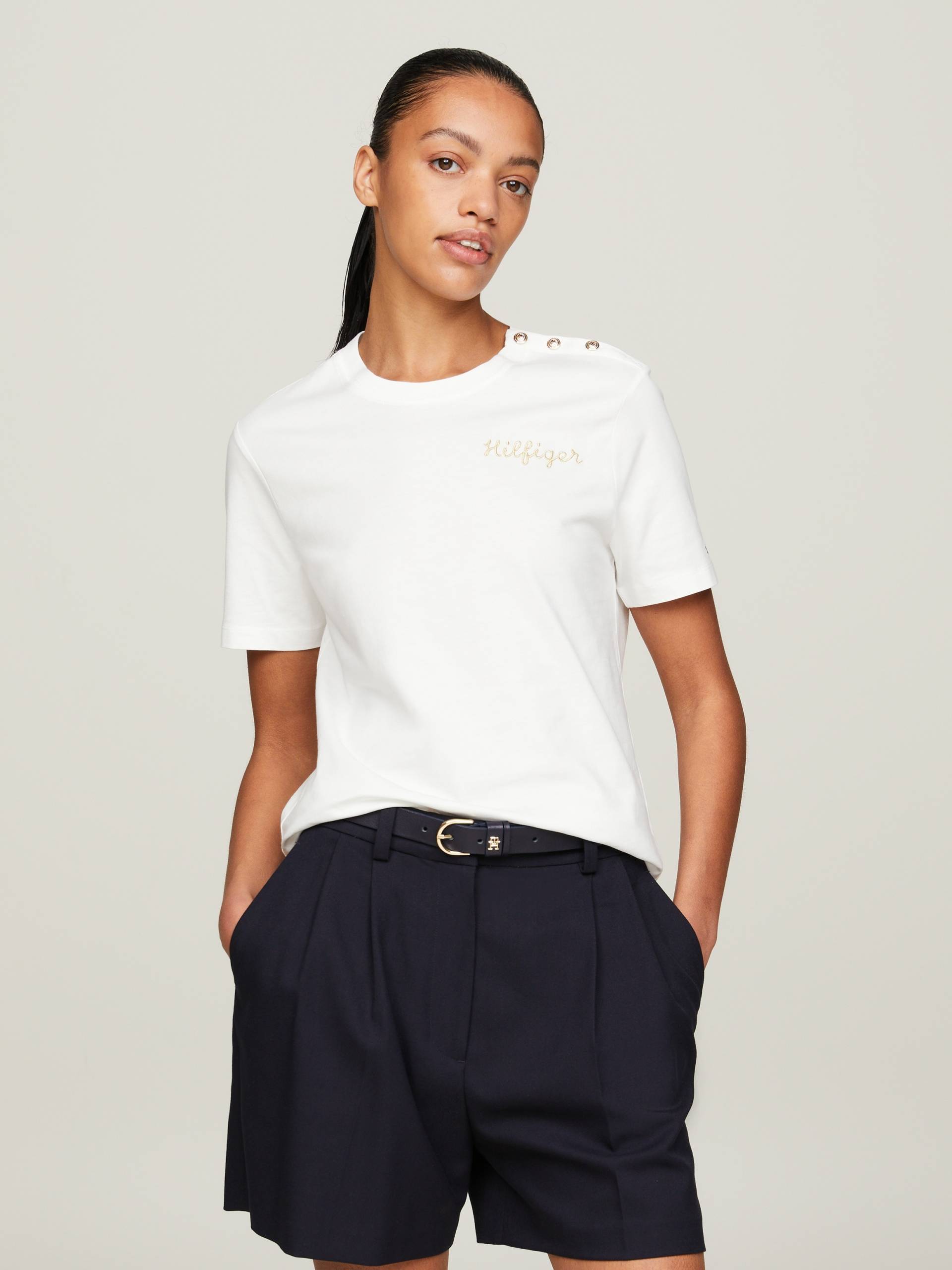 Tommy Hilfiger T-Shirt »REG GOLD BUTTON C-NK SS« von TOMMY HILFIGER