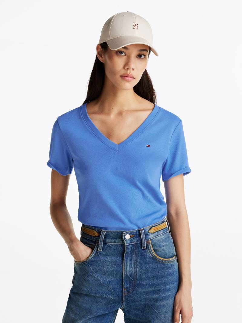 Tommy Hilfiger T-Shirt »SLIM CODY V-NK SS«, mit Logostickerei von TOMMY HILFIGER