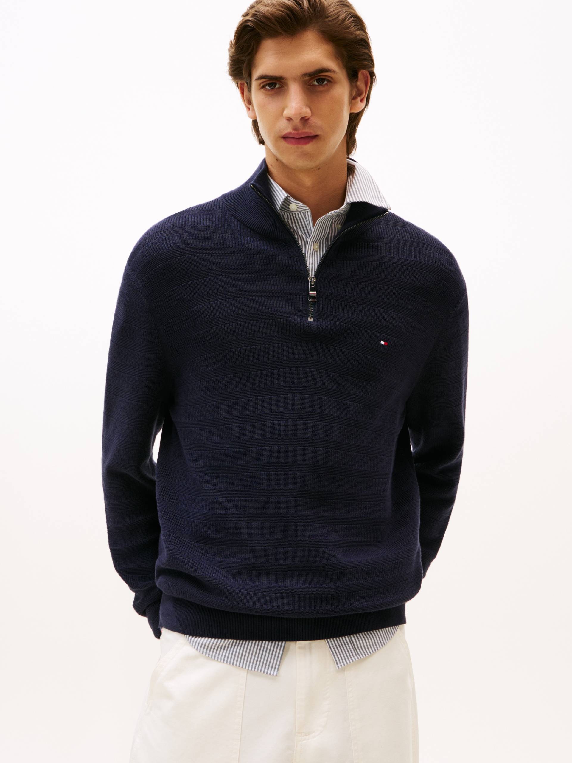 Tommy Hilfiger Troyer »STRIPE STRUCTURE ZIP MOCK«, mit modischer Struktur Tommy Hilfiger Troyer »STRIPE STRUCTURE ZIP MOCK«, mit modischer Struktur von TOMMY HILFIGER