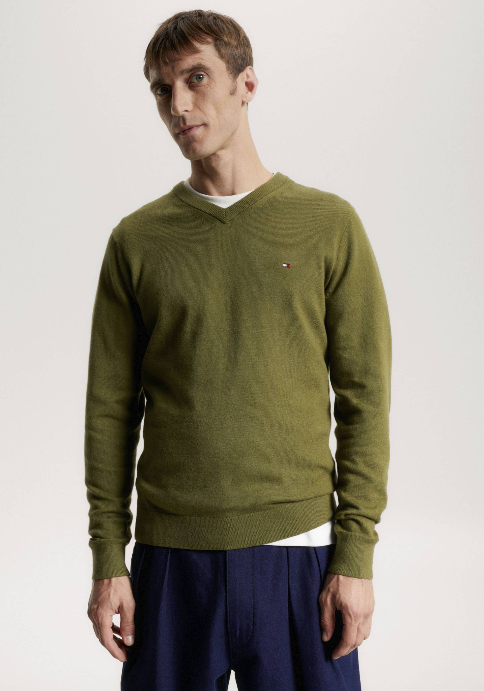 Tommy Hilfiger V-Ausschnitt-Pullover »PIMA ORG CTN CASHMERE V NECK« von TOMMY HILFIGER