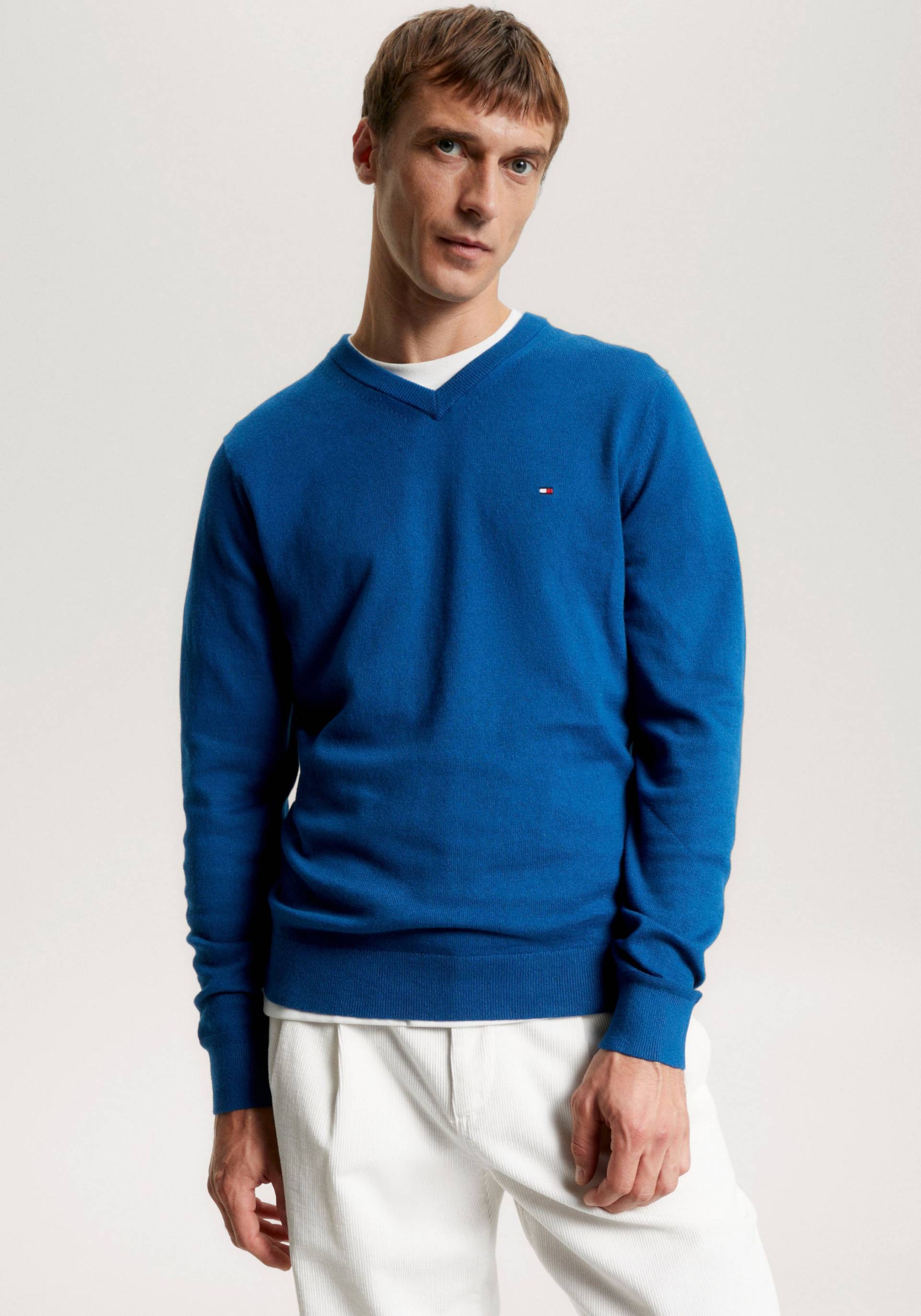 Tommy Hilfiger V-Ausschnitt-Pullover »PIMA ORG CTN CASHMERE V NECK« von TOMMY HILFIGER