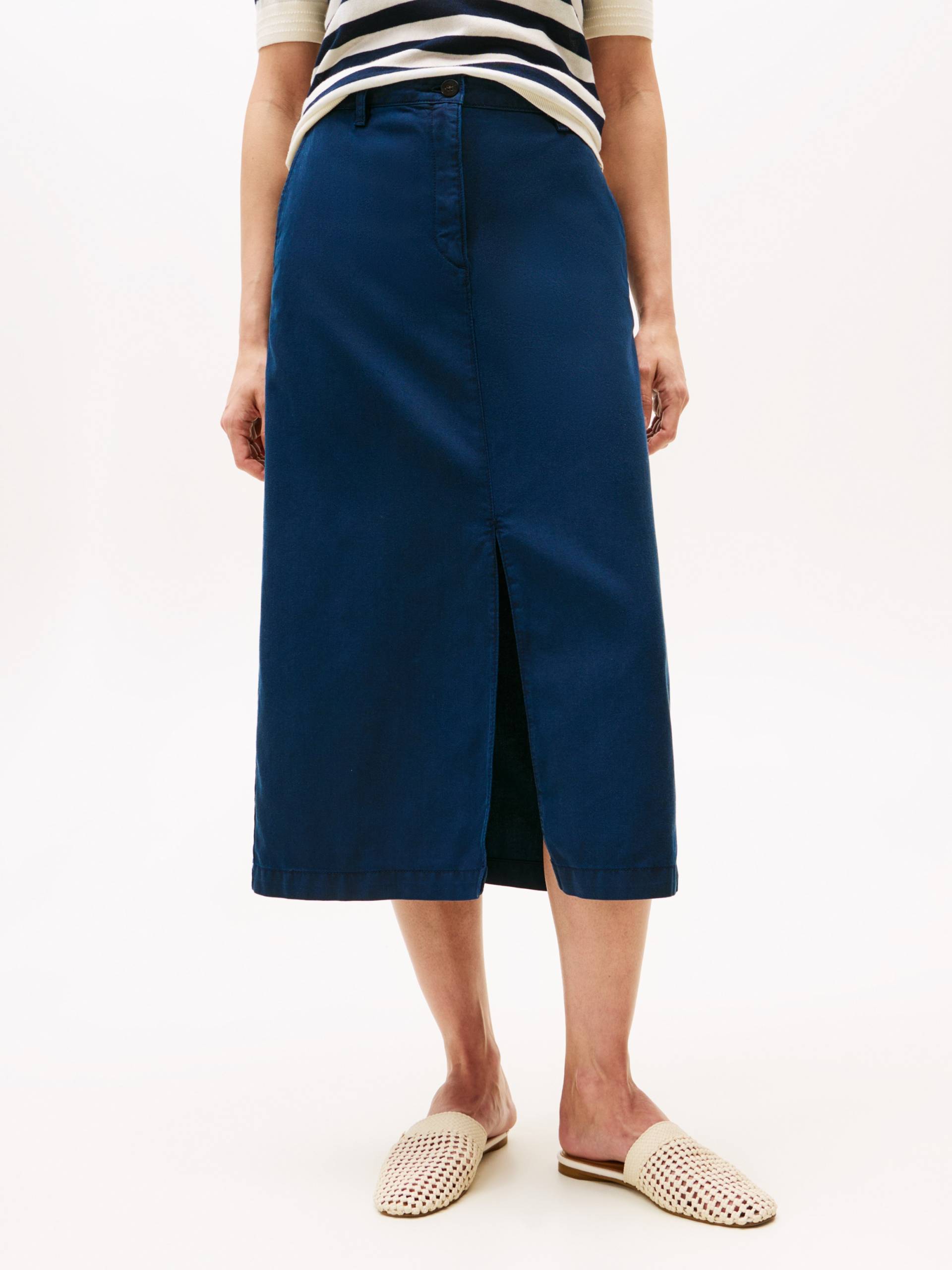 Tommy Hilfiger Webrock »CO TENCEL MIDI SKIRT«, mit Schlitz von TOMMY HILFIGER