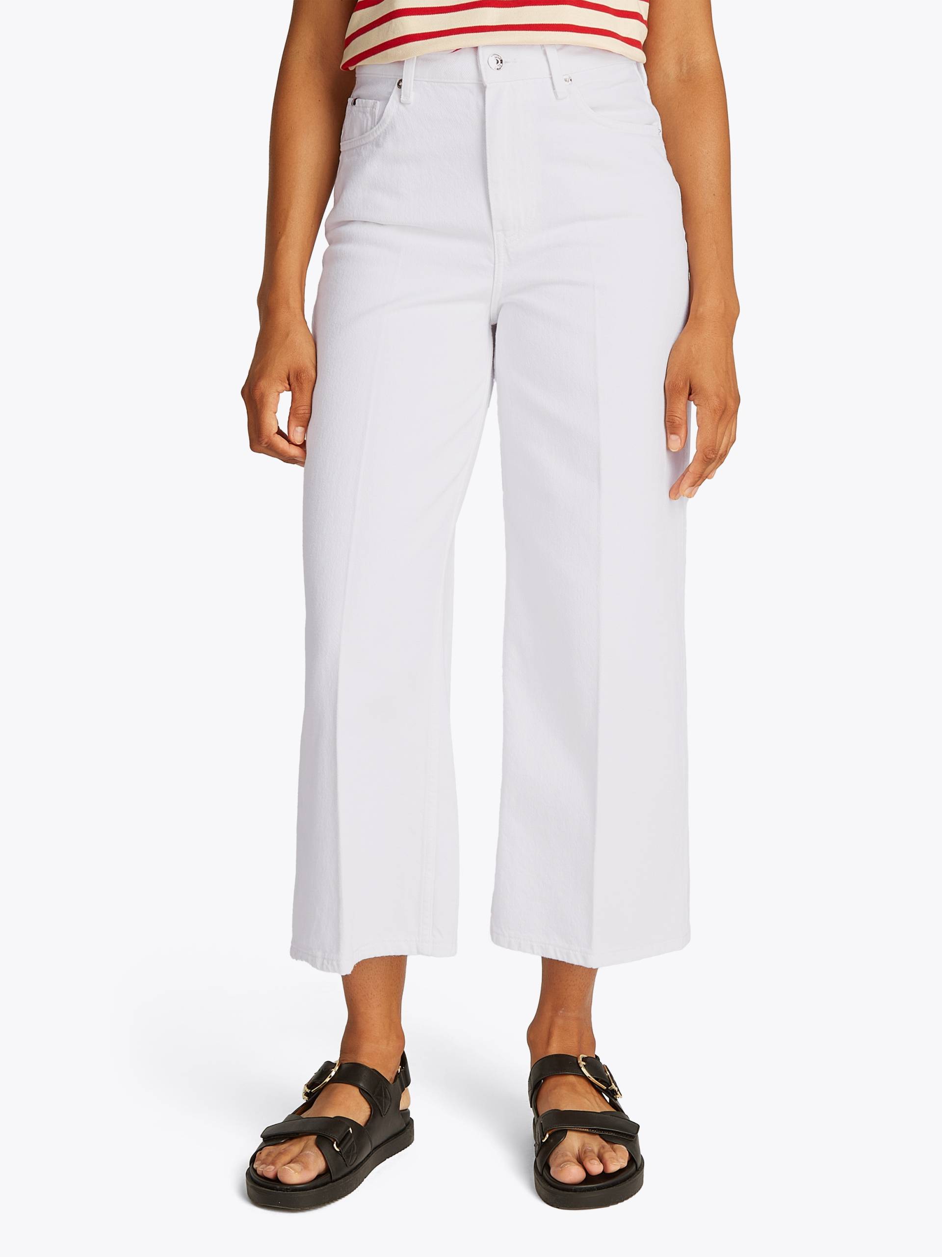 Tommy Hilfiger Weite Jeans »WIDE LEG HW LOU«, mit Logo-Badge, mit Nieten, mit Bügelfalten von TOMMY HILFIGER