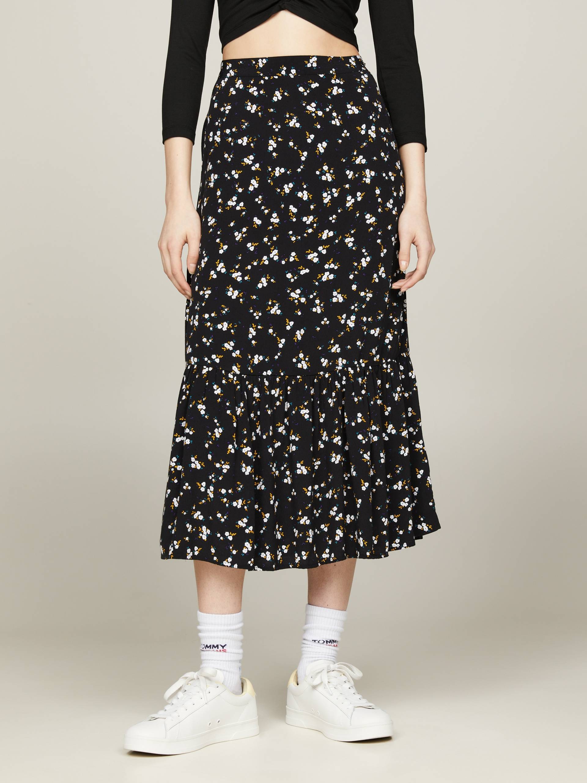 Tommy Jeans Curve A-Linien-Rock »TJW FLORAL RUFFLE MIDI SKIRT EXT«, Webrock Grosse Grössen Tommy Jeans Curve A-Linien-Rock »TJW FLORAL RUFFLE MIDI SKIRT EXT«, Webrock Grosse Grössen von TOMMY JEANS Curve