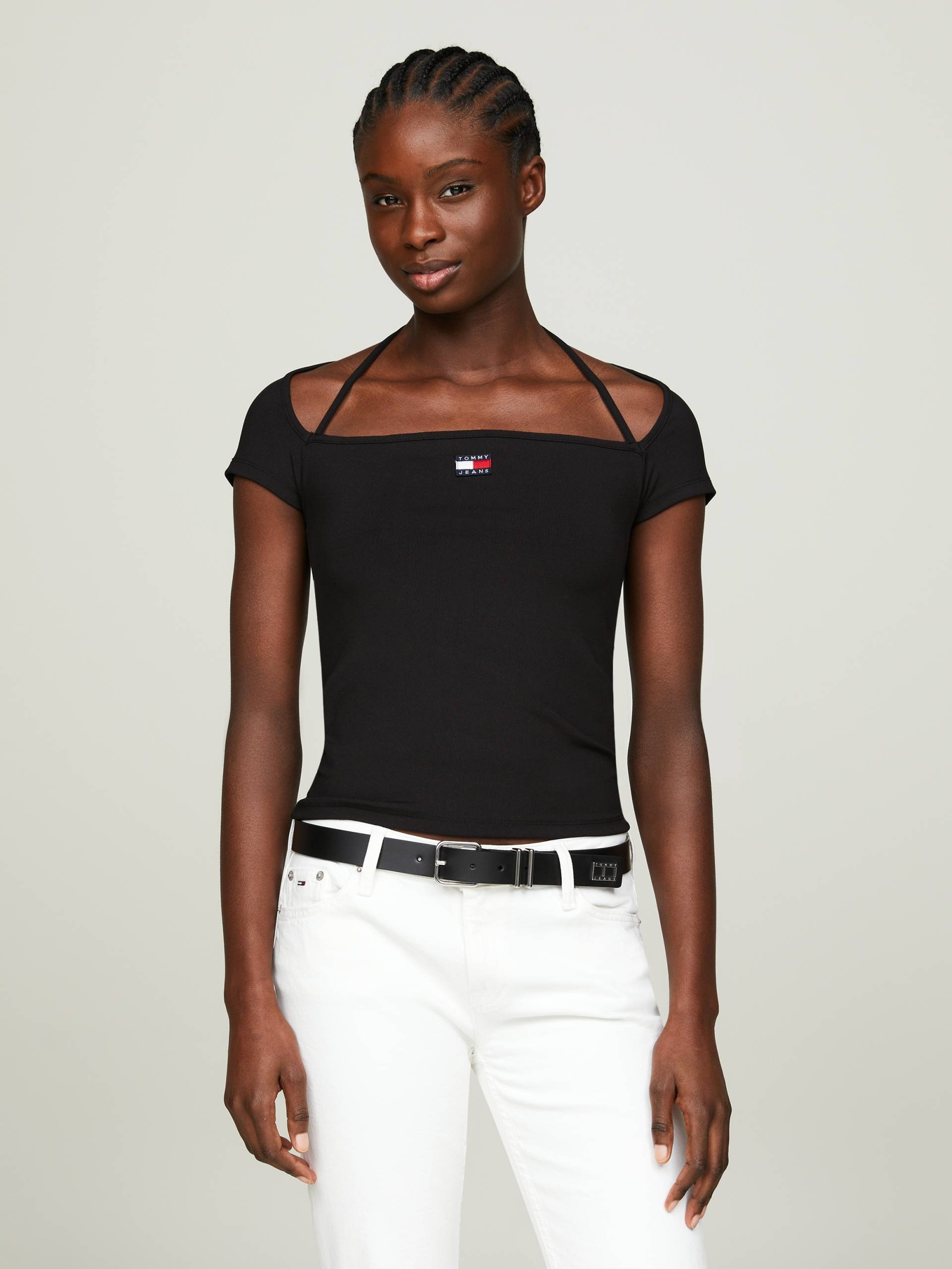 Tommy Jeans Curve T-Shirt »TJW SLIM RIB BADGE STRAP SS EXT« von TOMMY JEANS Curve