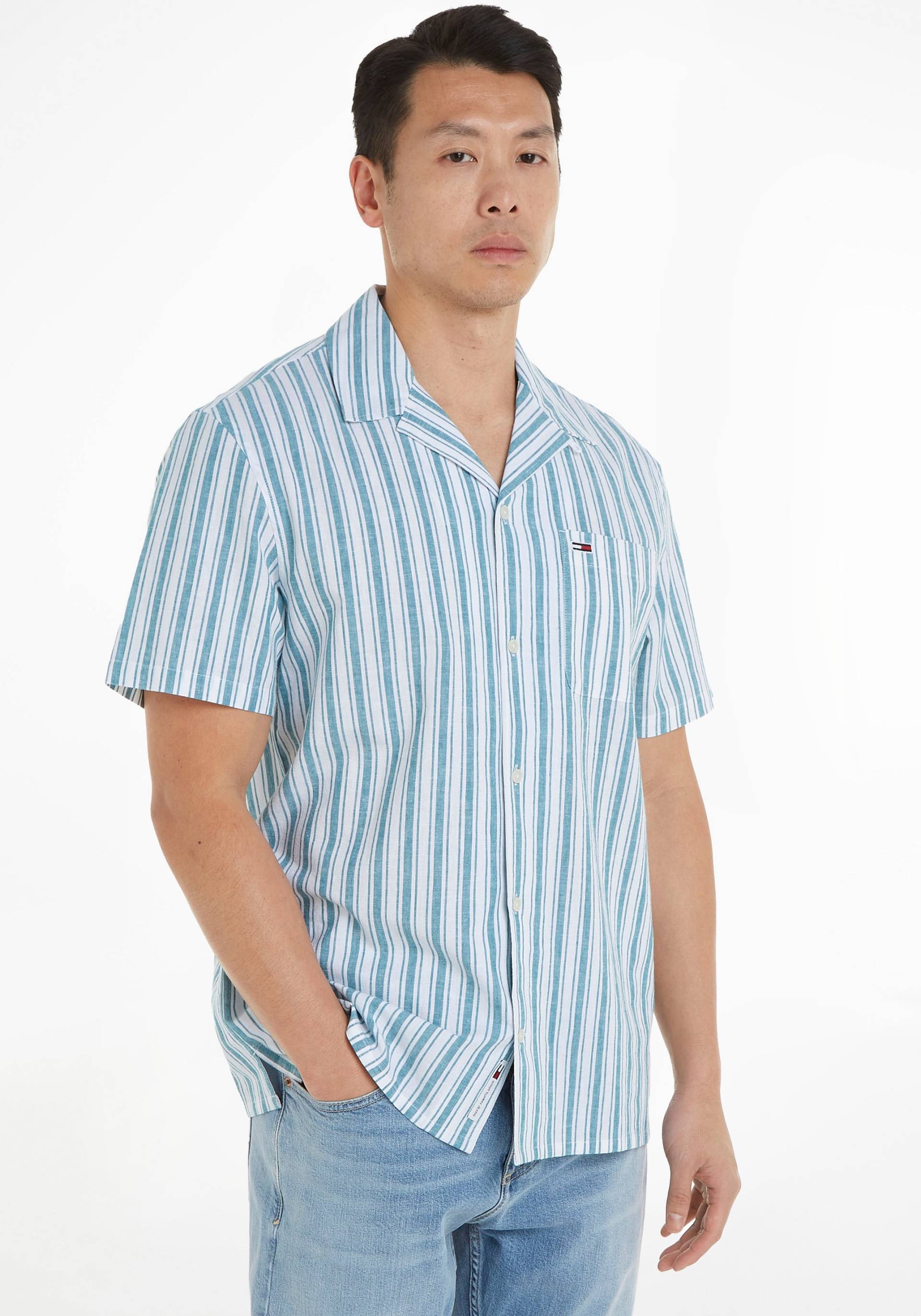 Tommy Jeans Plus Kurzarmhemd »TJM STRIPE LINEN SS SHIRT EXT« von TOMMY JEANS Plus