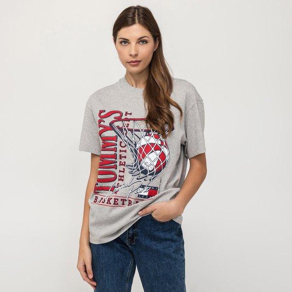 T-shirt, Langarm Damen Grau S von TOMMY JEANS