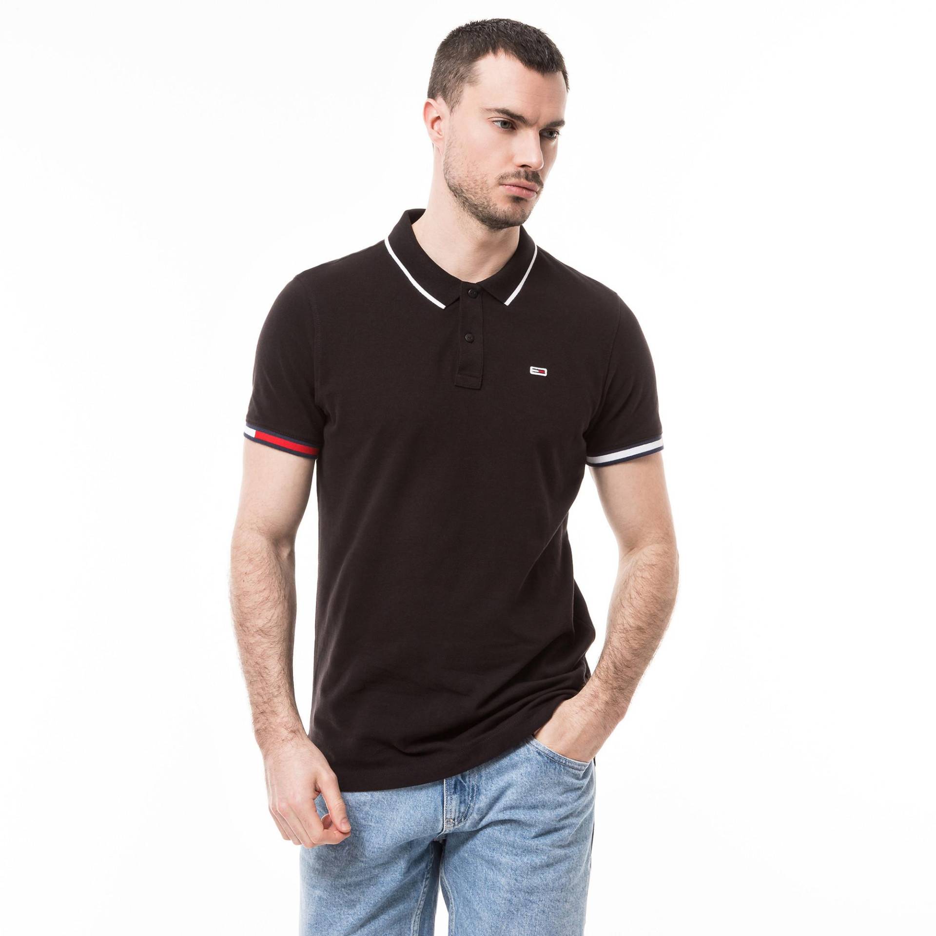 Poloshirt, Kurzarm Herren Black L von TOMMY JEANS