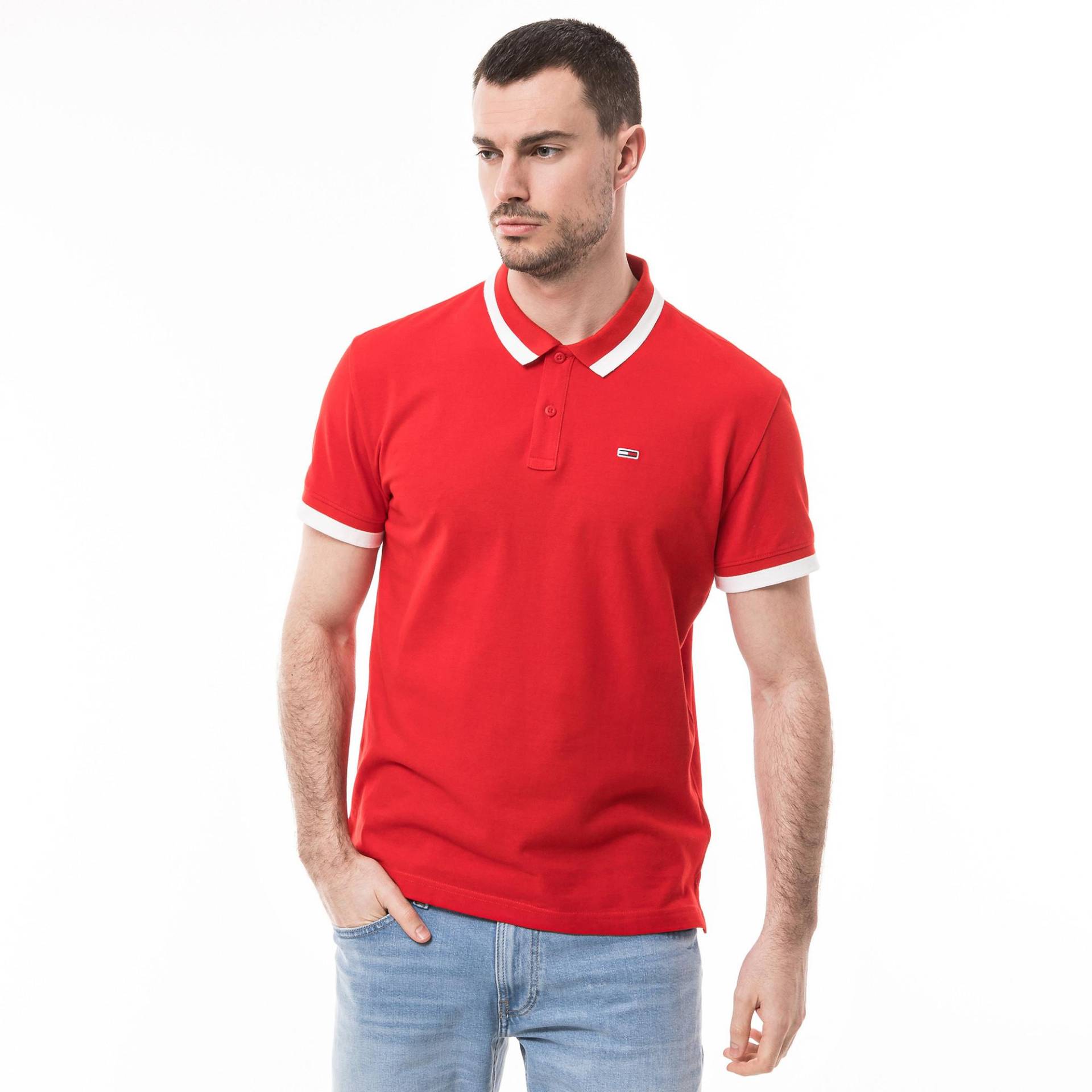 Poloshirt, Kurzarm Herren Rot L von TOMMY JEANS