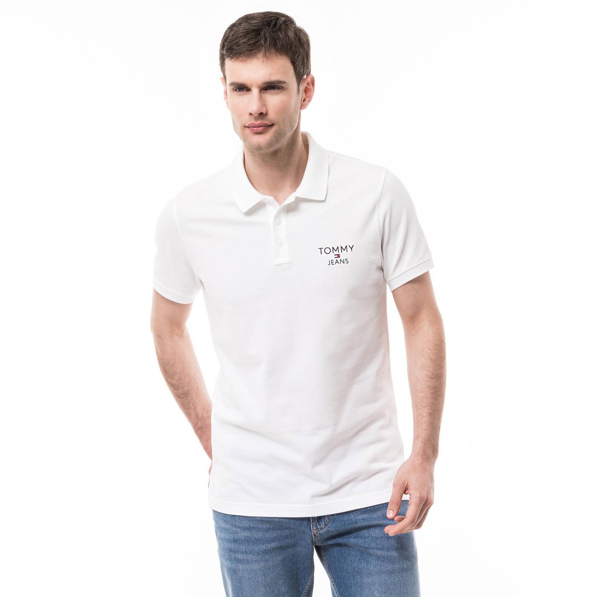 Poloshirt, Kurzarm Herren Weiss L von TOMMY JEANS