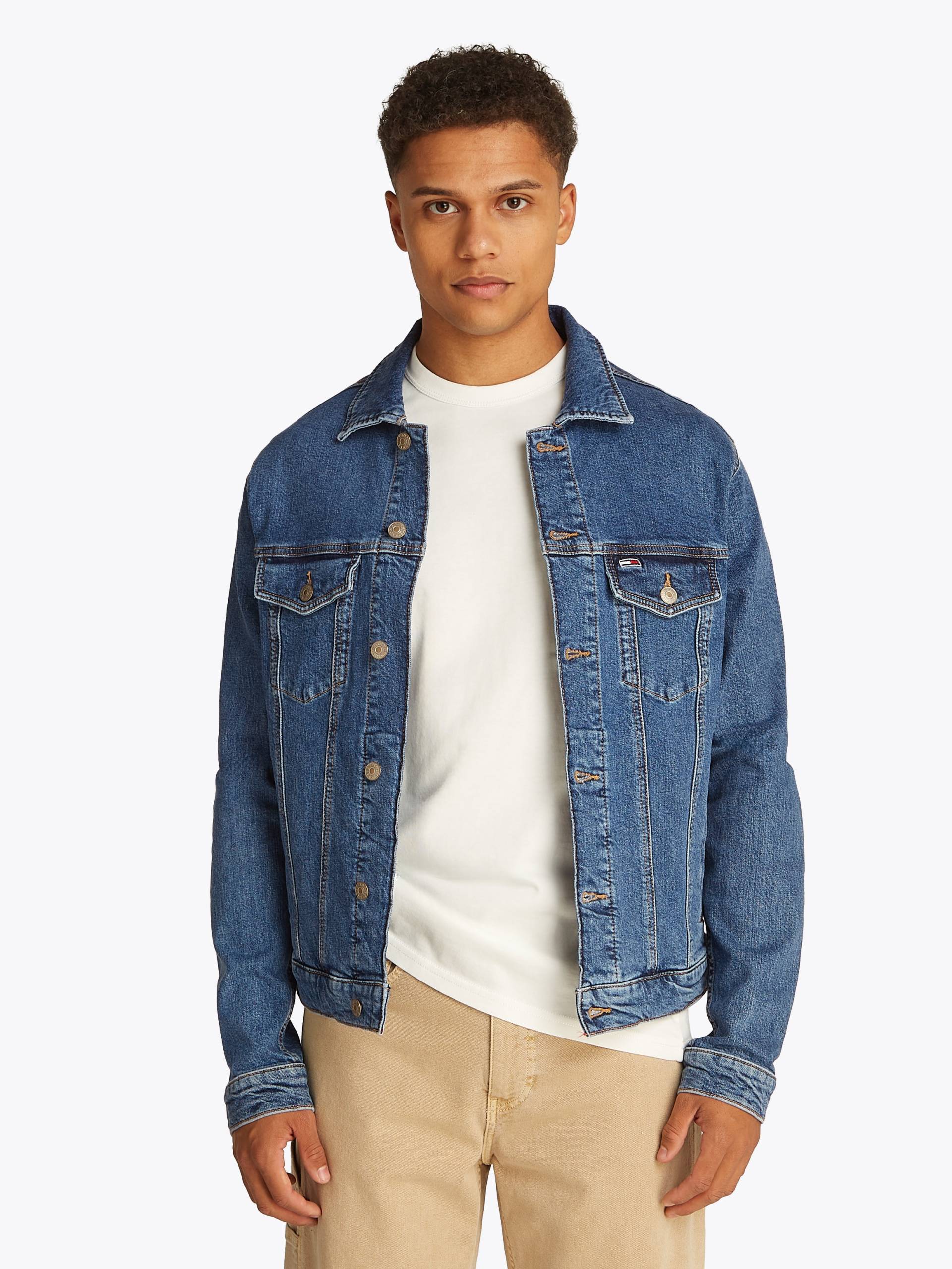 Tommy Jeans Jeansjacke »RYAN RGLR TRCKR JCKT EXT BI8130«, ohne Kapuze, Mit Rundhalsausschnitt von TOMMY JEANS