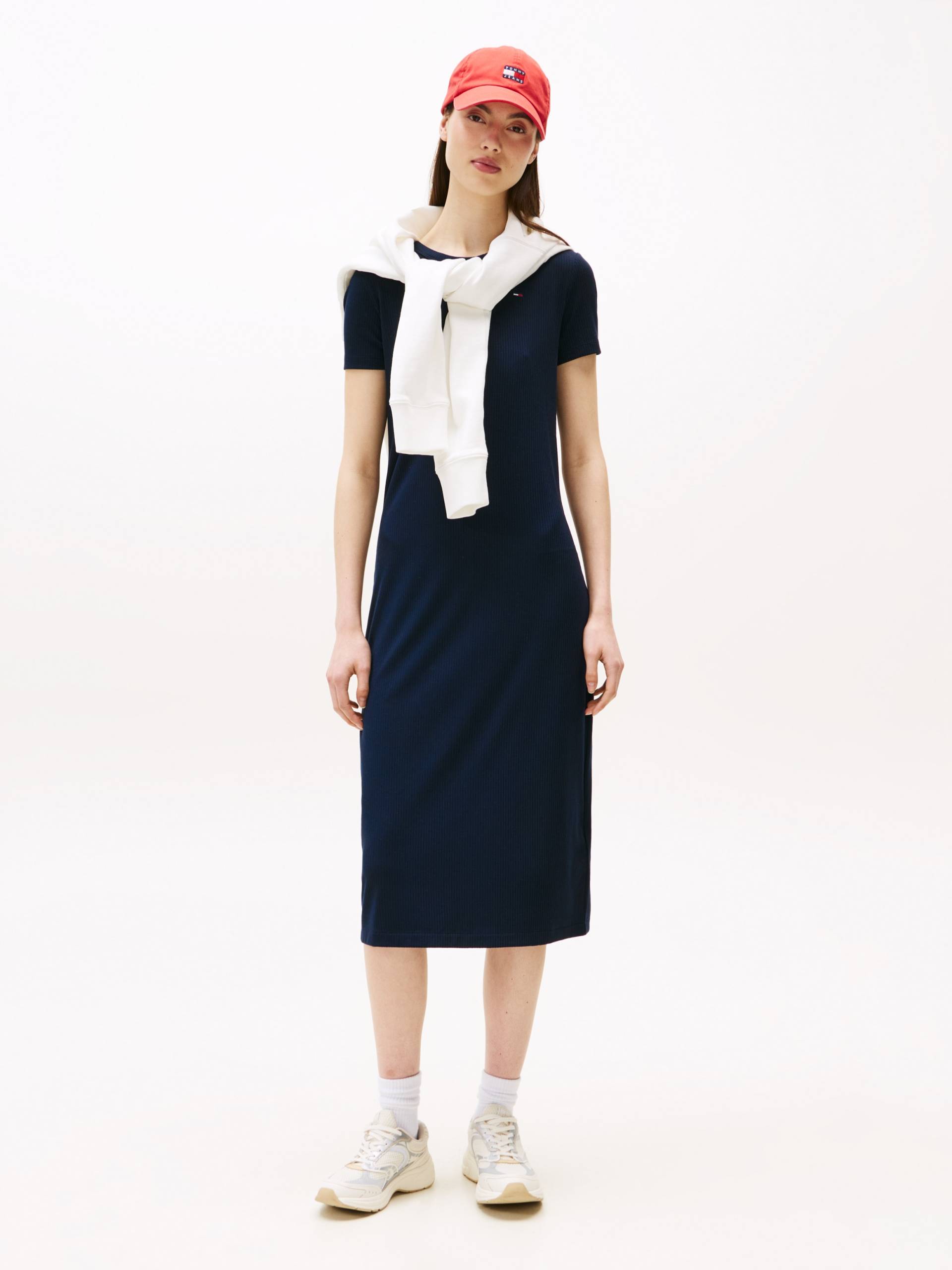 Tommy Jeans Jerseykleid, mit gerippter Struktur, Logostickerei von TOMMY JEANS