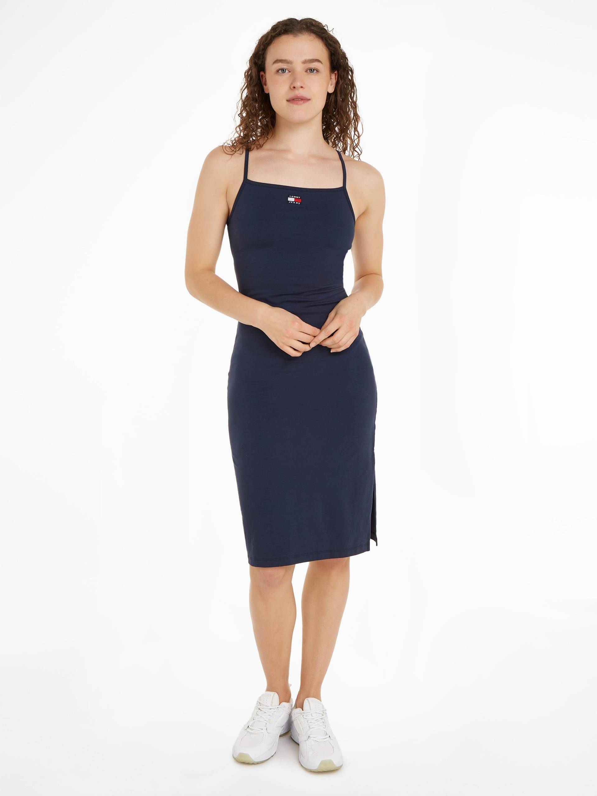 Tommy Jeans Jerseykleid »TJW XS BADGE TIE BACK MIDI DRESS«, rückenfrei, Straps, Schnürung, Sommerliches Strandkleid Rippe von TOMMY JEANS