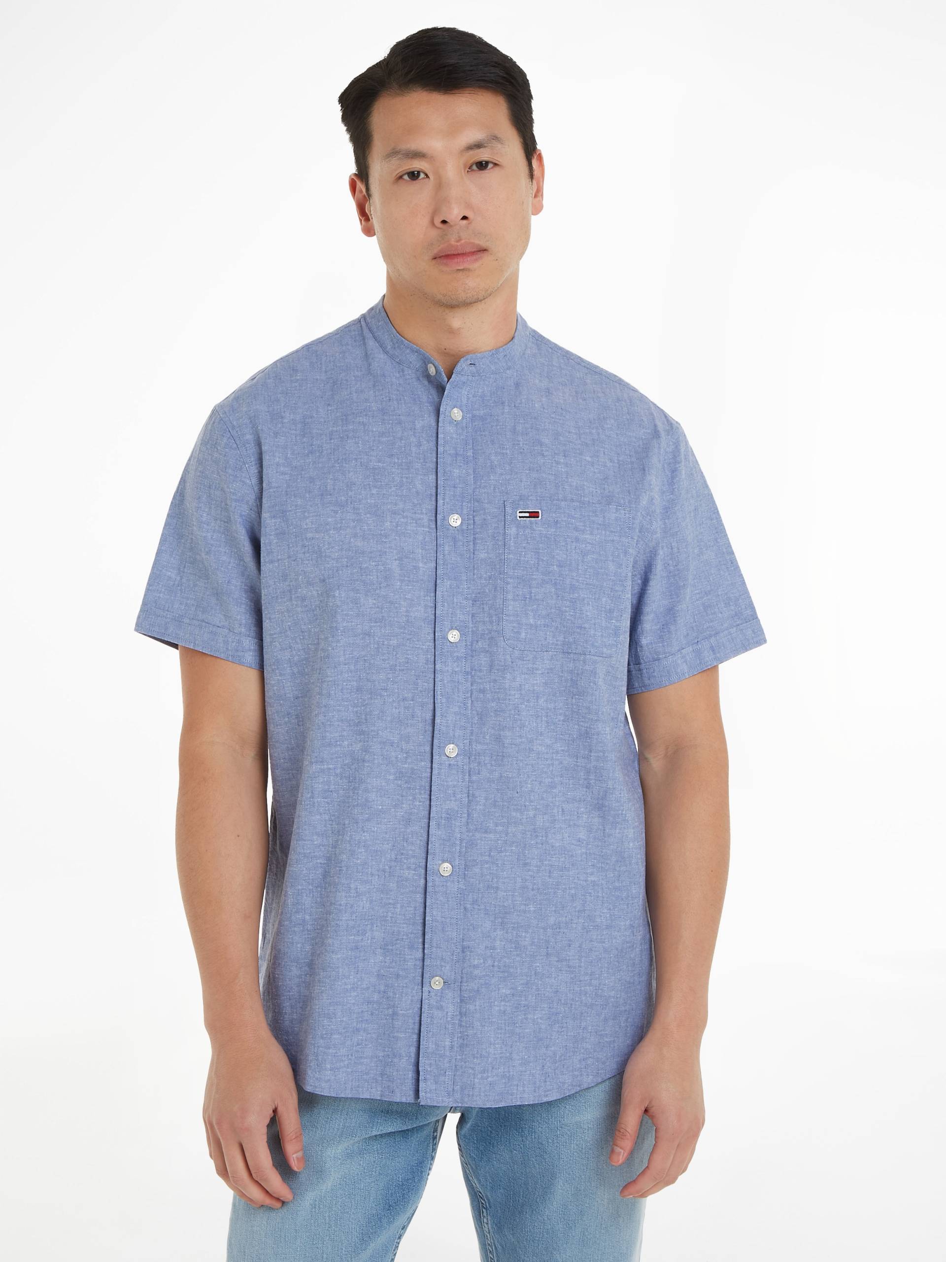 Tommy Jeans Kurzarmhemd »TJM REG MAO LINEN BLEND SS SHIRT«, in melierter Optik von TOMMY JEANS