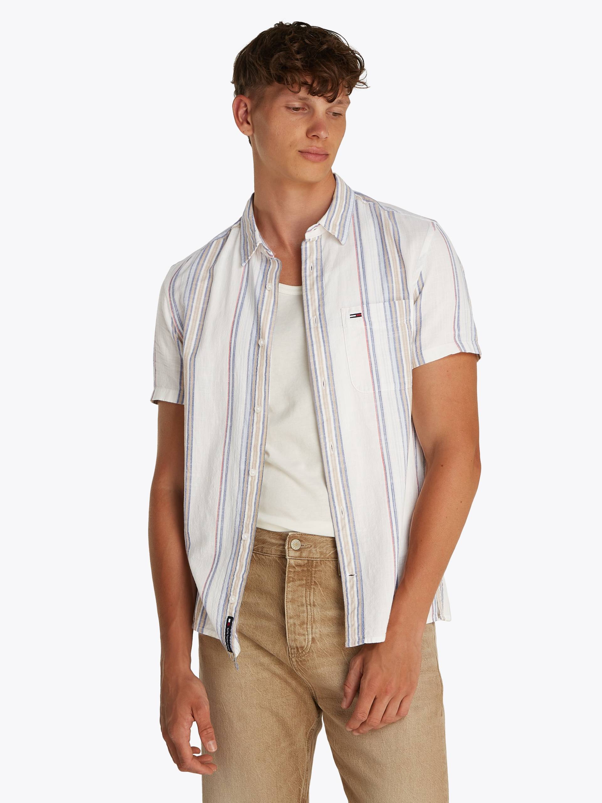 Tommy Jeans Kurzarmhemd »TJM REG SLUB STRIPE SS SHIRT EXT«, modische mehrfarbig gestreift Tommy Jeans Kurzarmhemd »TJM REG SLUB STRIPE SS SHIRT EXT«, modische mehrfarbig gestreift von TOMMY JEANS
